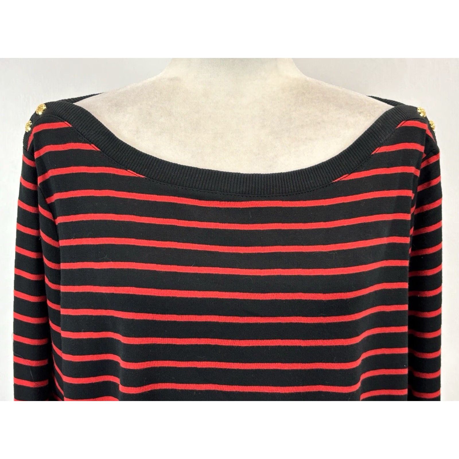 Ralph Lauren Lauren Ralph Lauren Boat Neck Shirt Sz 3X Plus Black Red Striped Gold Buttons Size XXL / US 16-18 / IT 52-54 - 5 Thumbnail