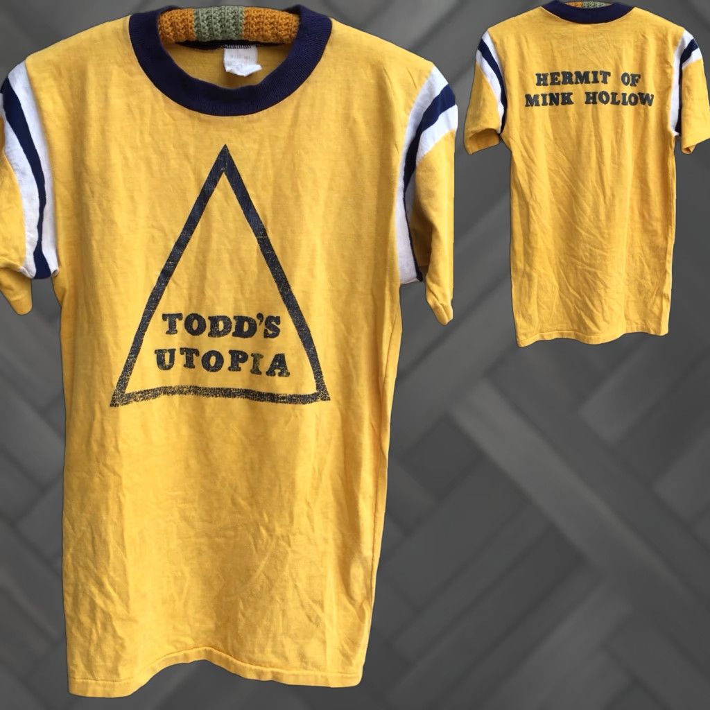 VINTAGE Todd Rundgren Utopia Hermit Of Mink Hollow T Shirt 1970s 70s Bantams M Yellow Mens Graphic Tee