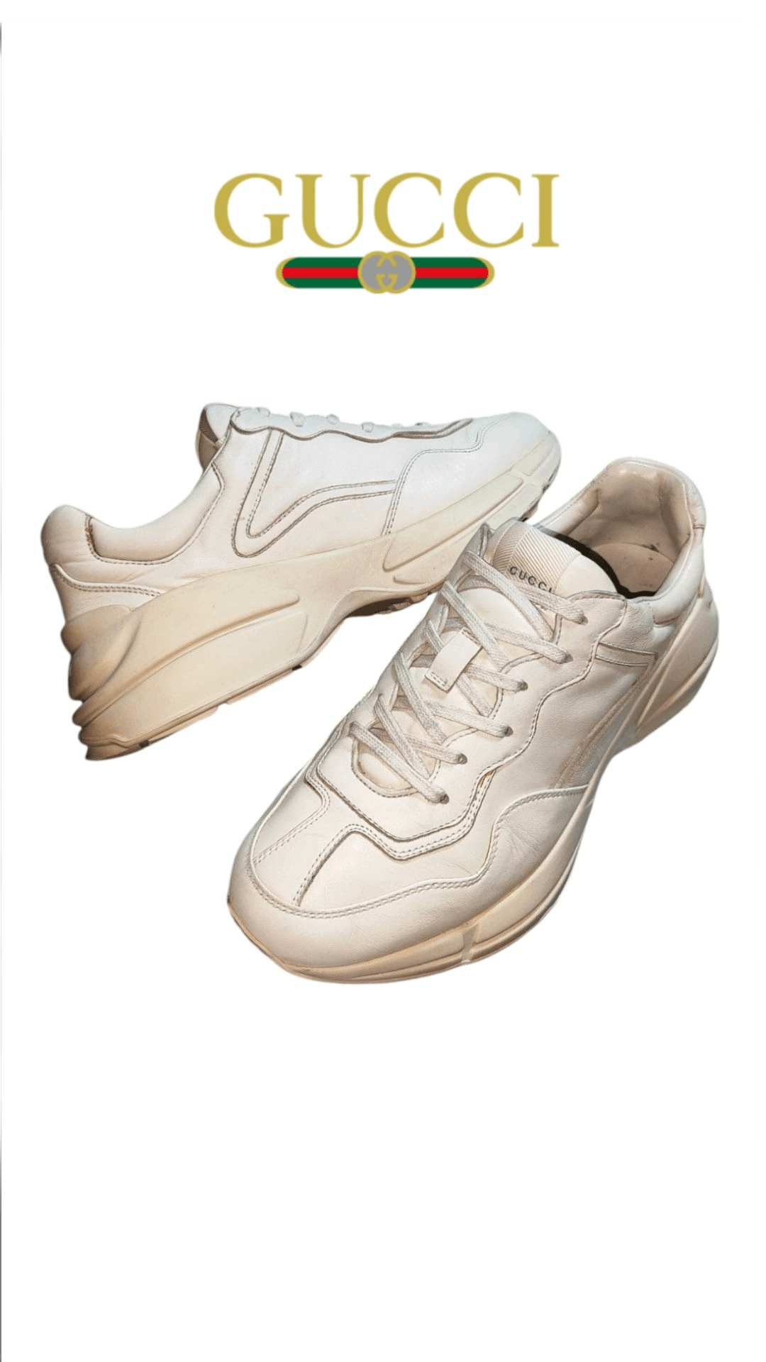 Gucci Gucci Rhython Ivory Leather Sneaker Unisex Size US 8 / EU 41 - 1 Thumbnail