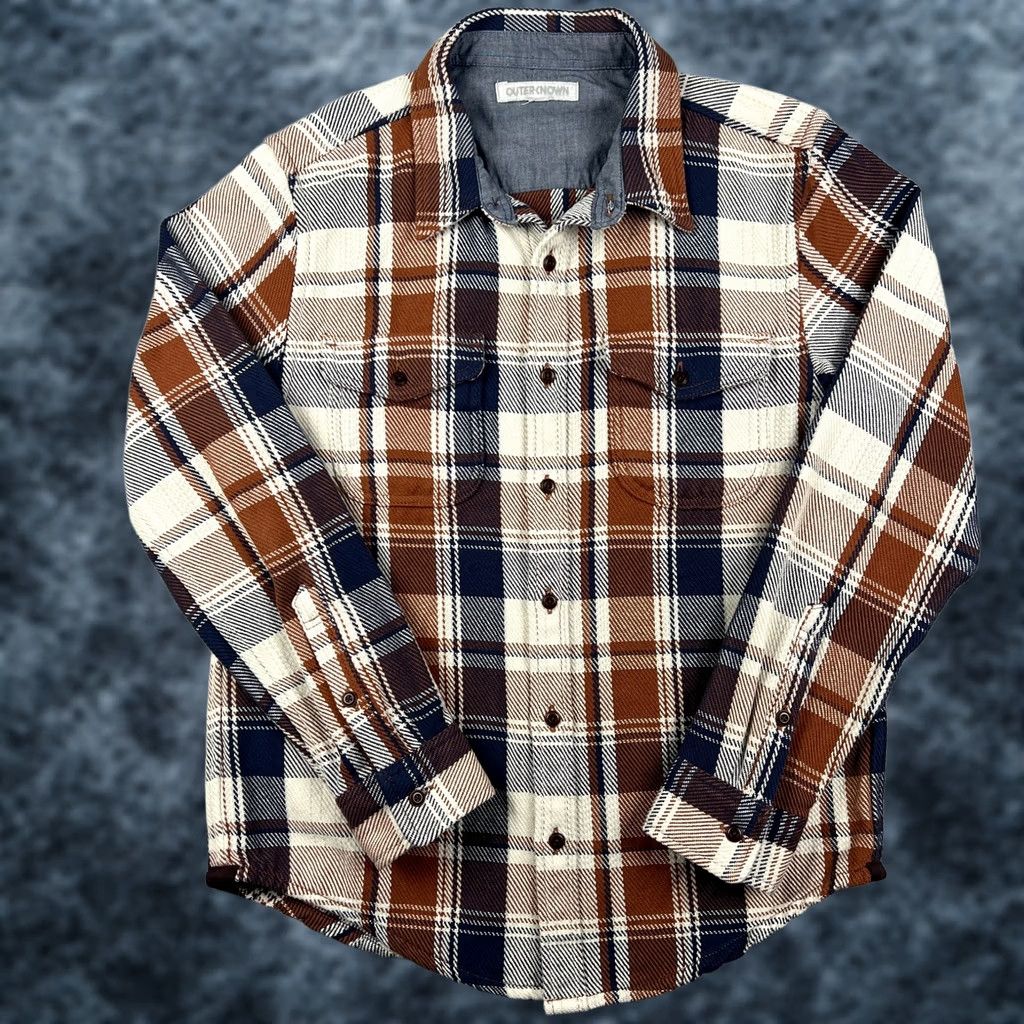 Outerknown Outerknown Blanket Shirt Brown Plaid Shacket Long Sleeve Button Flannel Medium Casual Workwear Outdoor Men Size US M / EU 48-50 / 2 - 1 Thumbnail