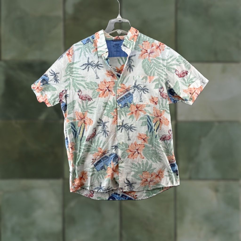 Izod Mens Izod Saltwater Hawaiian Tropical Print Shirt Large Size US L / EU 52-54 / 3 - 1 Thumbnail