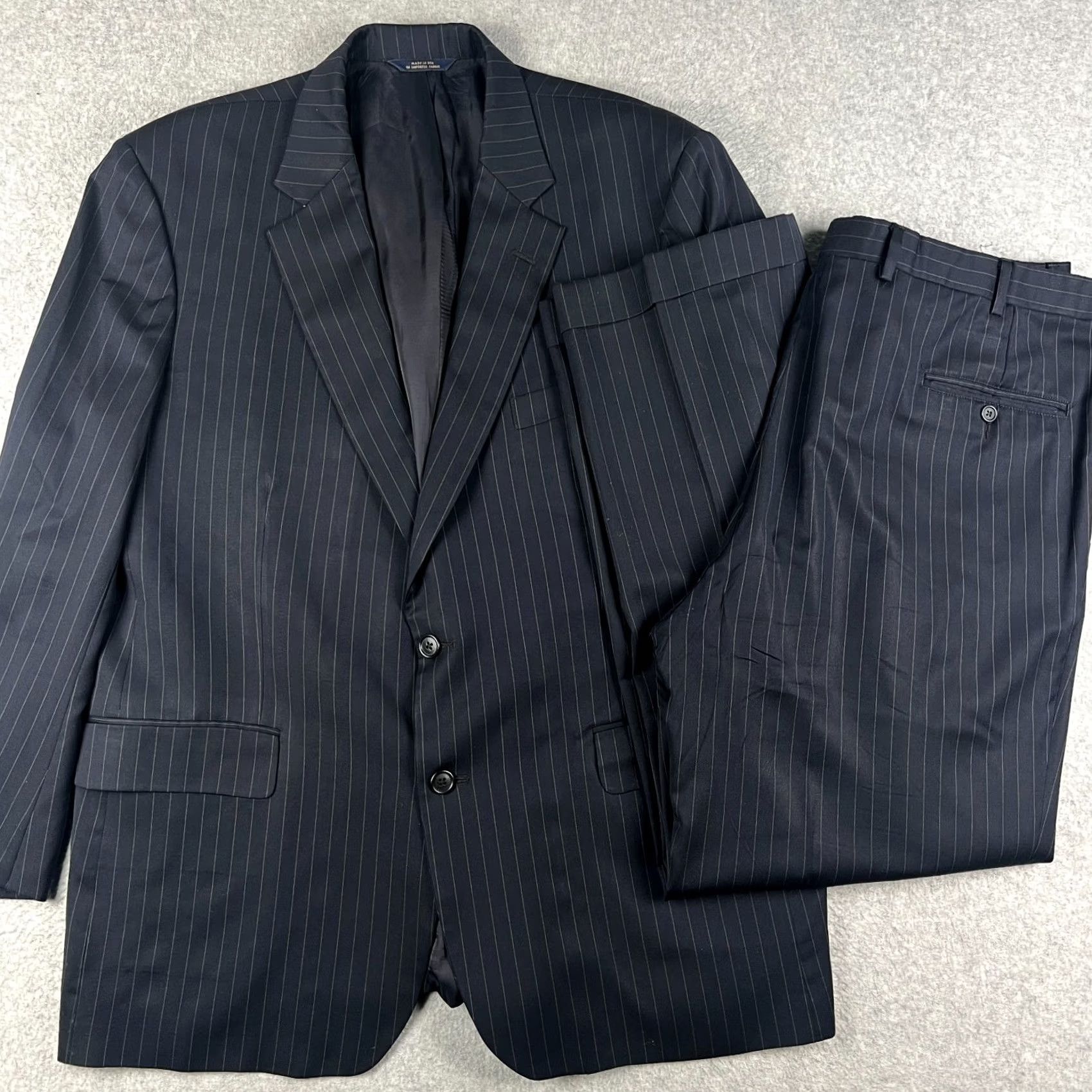 Brooks Brothers Brooks Brothers Madison Suit Set Mens 45R 40x30 Blue Pinstripe Wool Coat Pants Size 48R - 2 Thumbnail