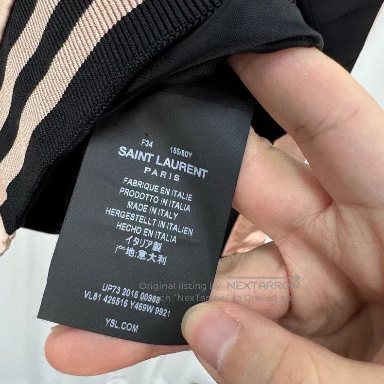 Saint Laurent Paris Saint Laurent Black Pink Silk Bomber Jacket. Size US M / EU 48-50 / 2 - 6 Thumbnail