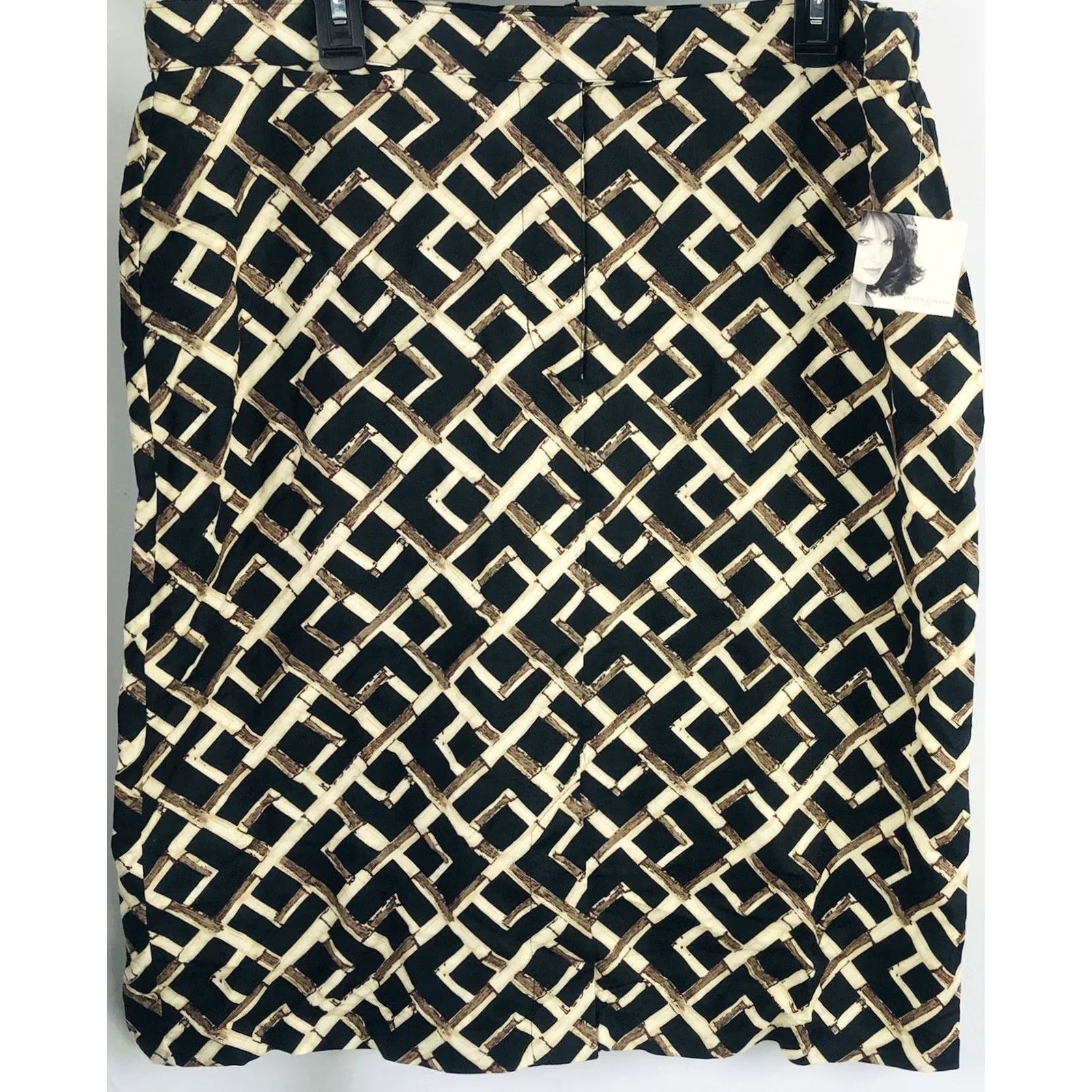 Vintage VINTAGE Jaclyn Smith Skirt Women Geometric Linen Knee Length XL Blk/Tan 90s Retro Grunge Shirt? Size 40" / US 18 - 2 Thumbnail