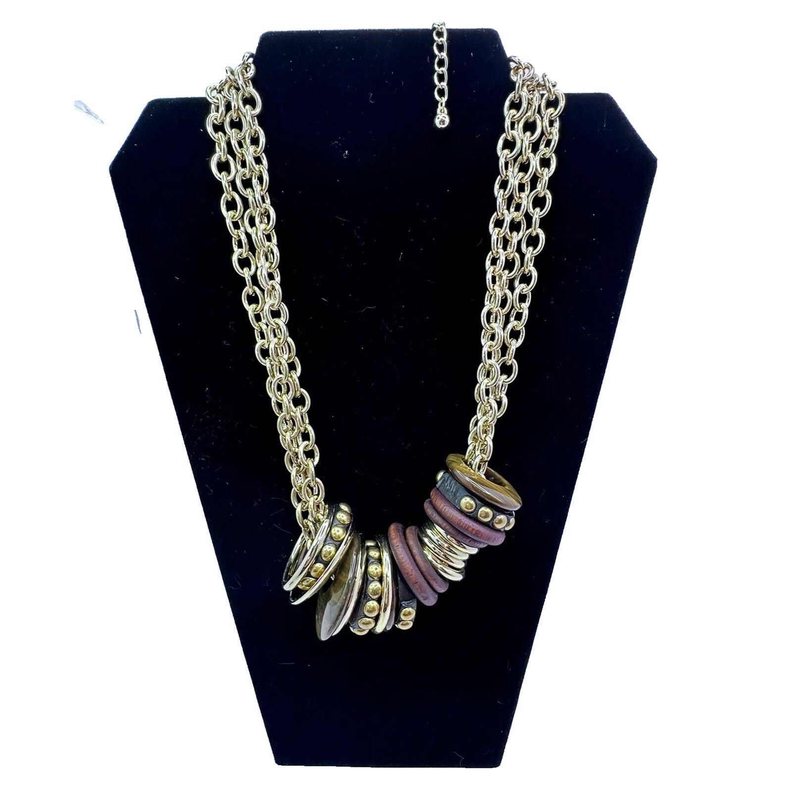 Chicos CHICO'S Jenny Neutral Faux Tortoise Shell and Wood Necklace Size ONE SIZE - 1 Thumbnail