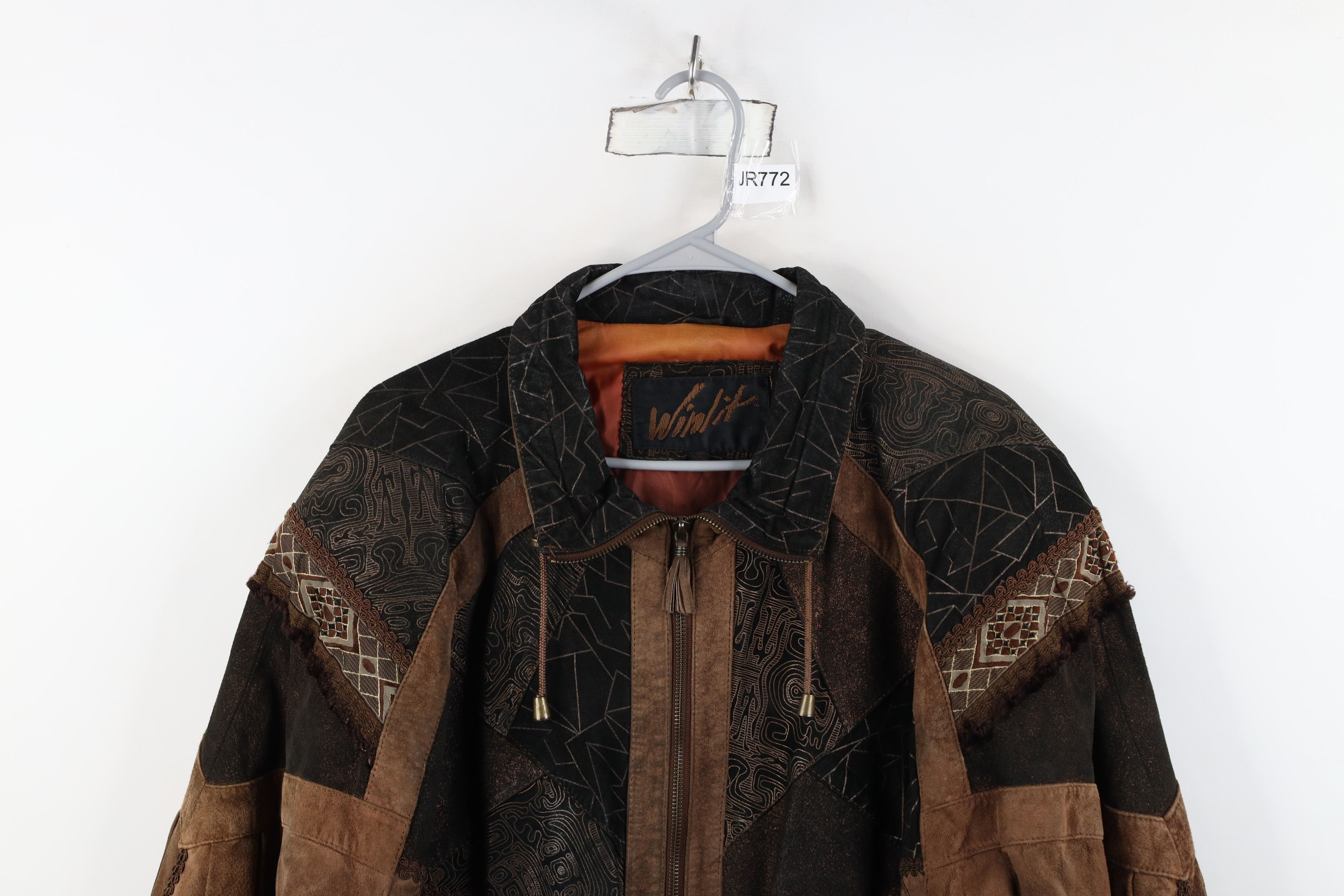 Vintage Vintage 90s Streetwear Patchwork Suede Leather Jacket Size L / US 10 / IT 46 - 2 Thumbnail