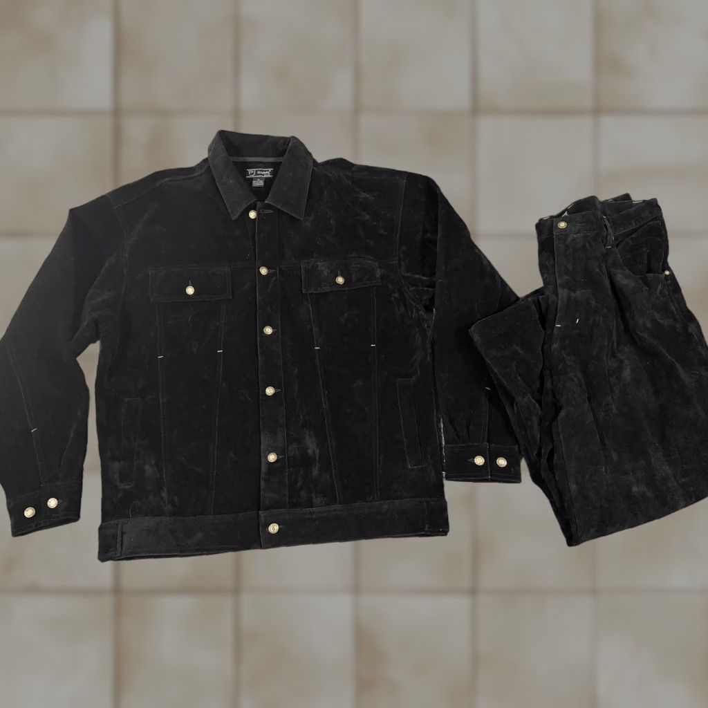 Velvet PJ Mark Jacket Mens XL Black Velvet Button Front Bomber Streetwear Casual Workwear Size US 36 / EU 52 - 1 Thumbnail