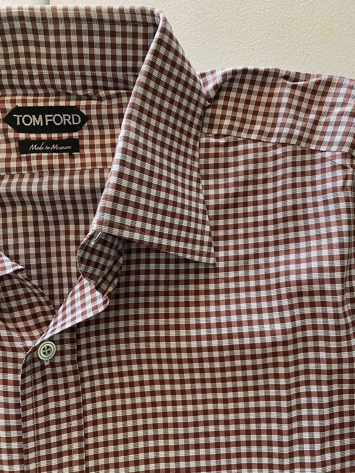 Tom Ford Tom Ford copper/silver gingham check shirt 17 43e Size US L / EU 52-54 / 3 - 10 Thumbnail