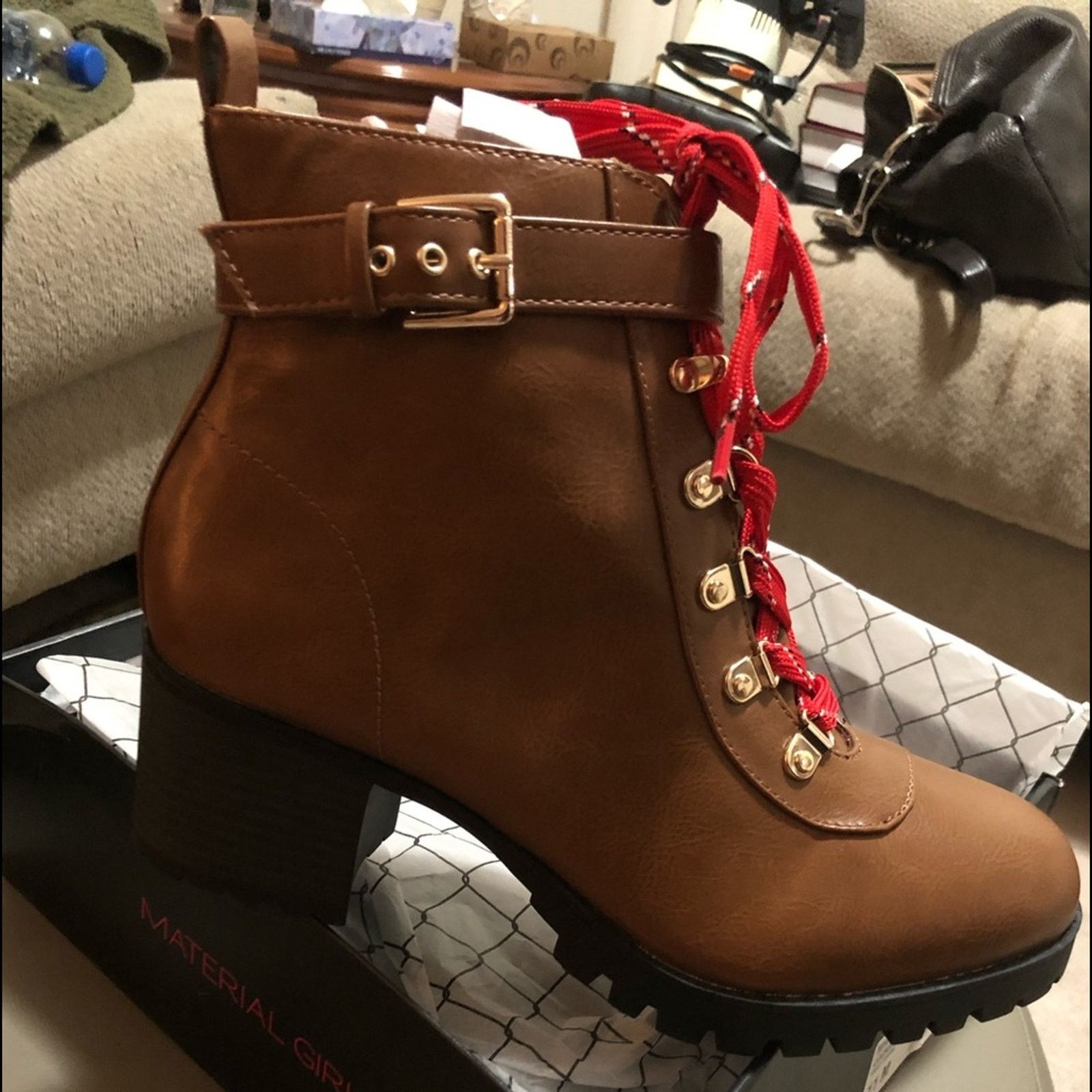 Other Material Girl Women’s Hillari Leather Booties. New in Box. Size US 11 / IT 41 - 2 Thumbnail
