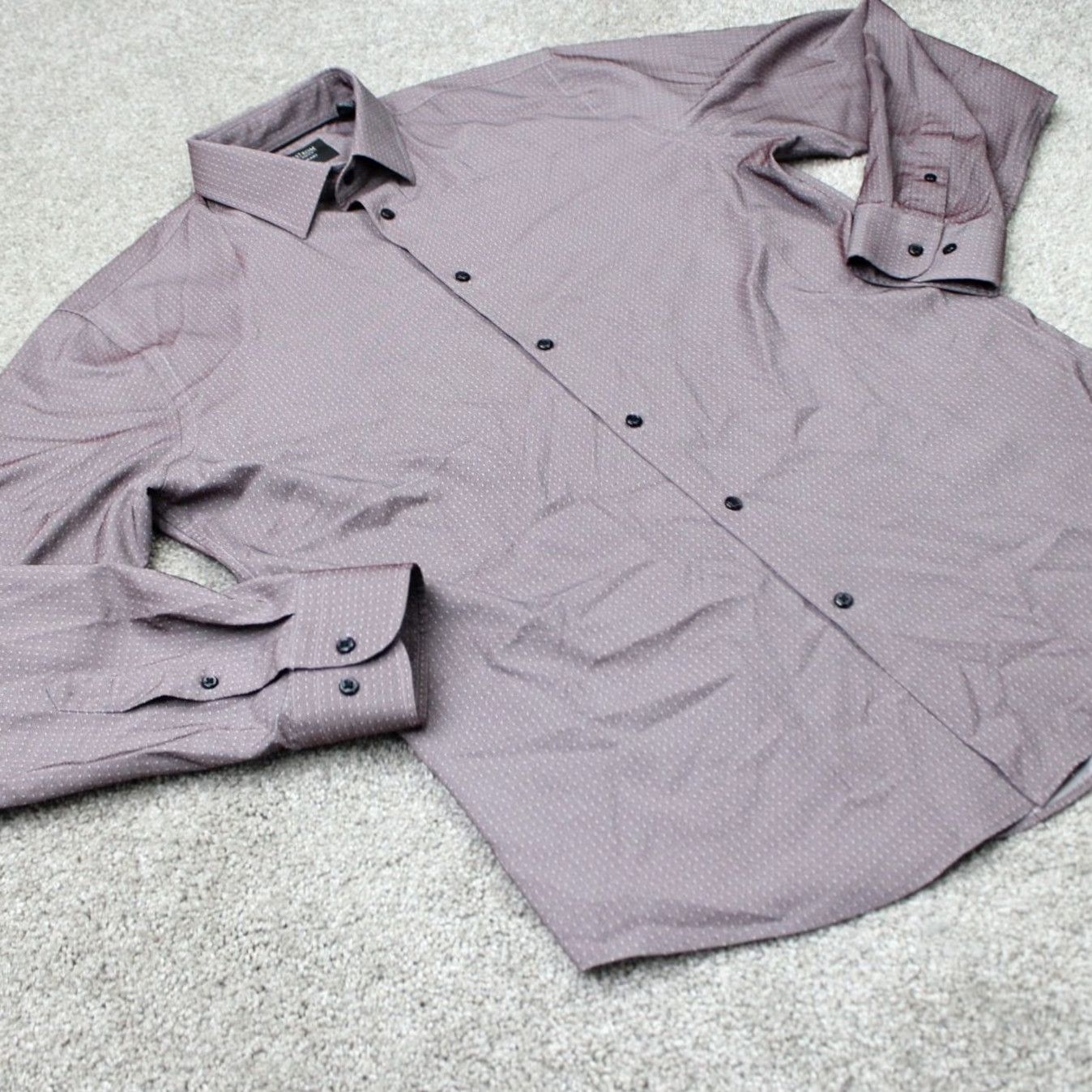 Nordstrom Nordstrom Mens Shirt 15 1/2 Purple Tech-Smart Trim Fit Stretch Long Sleeve Dress Shirt Men Size US L / EU 52-54 / 3 - 5 Thumbnail