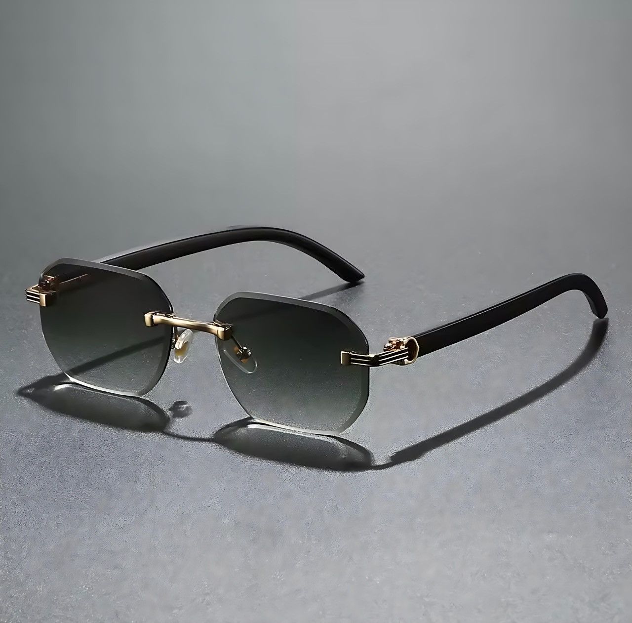 Other Rimless Green Gradient Sunglasses Luxury Gold Metal Frame Size ONE SIZE - 1 Thumbnail