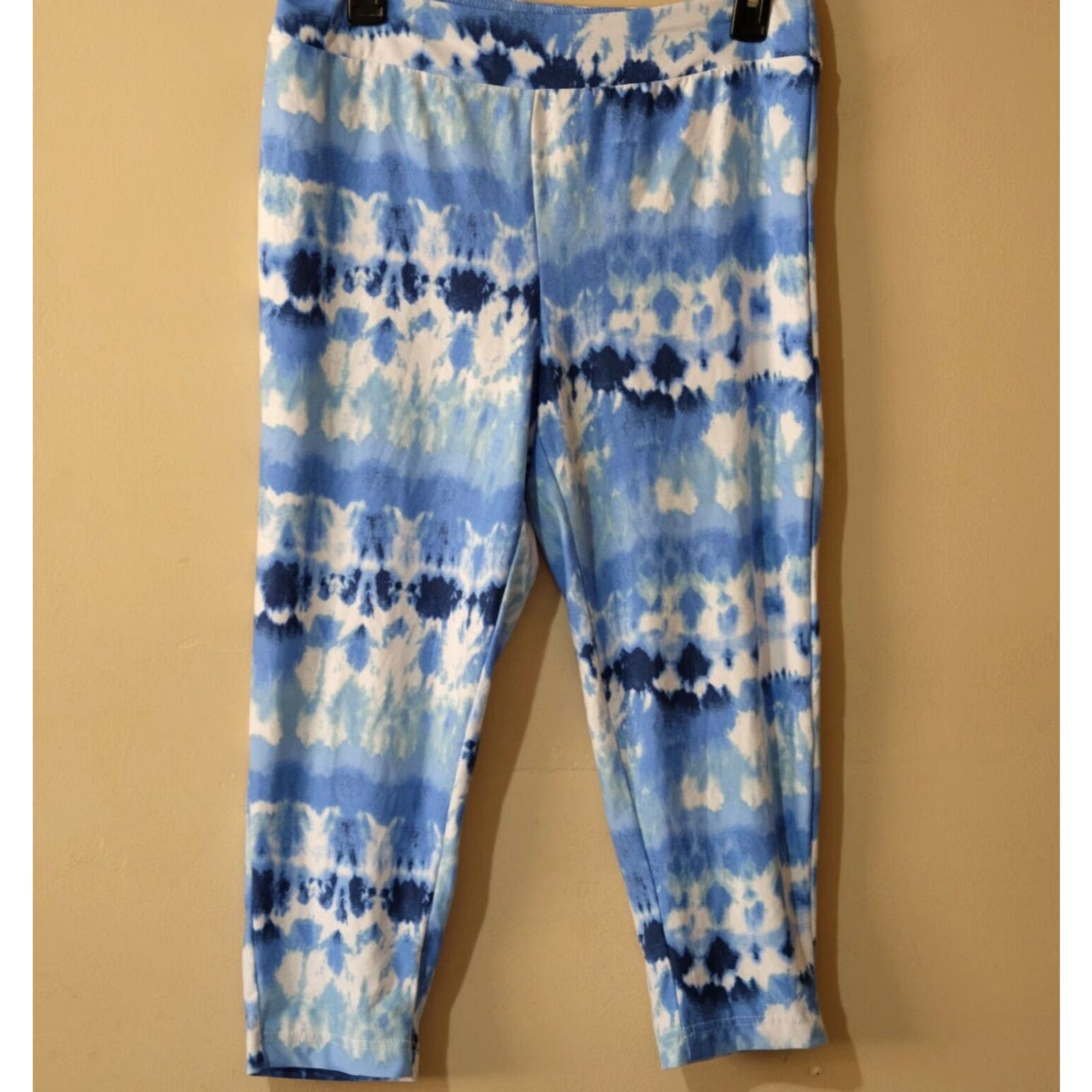 Vintage NWOT Terra & Sky Capri Leggings Tie Dye Blue/White Women's 0X #p95-227 Size 40" / US 18 - 2 Thumbnail