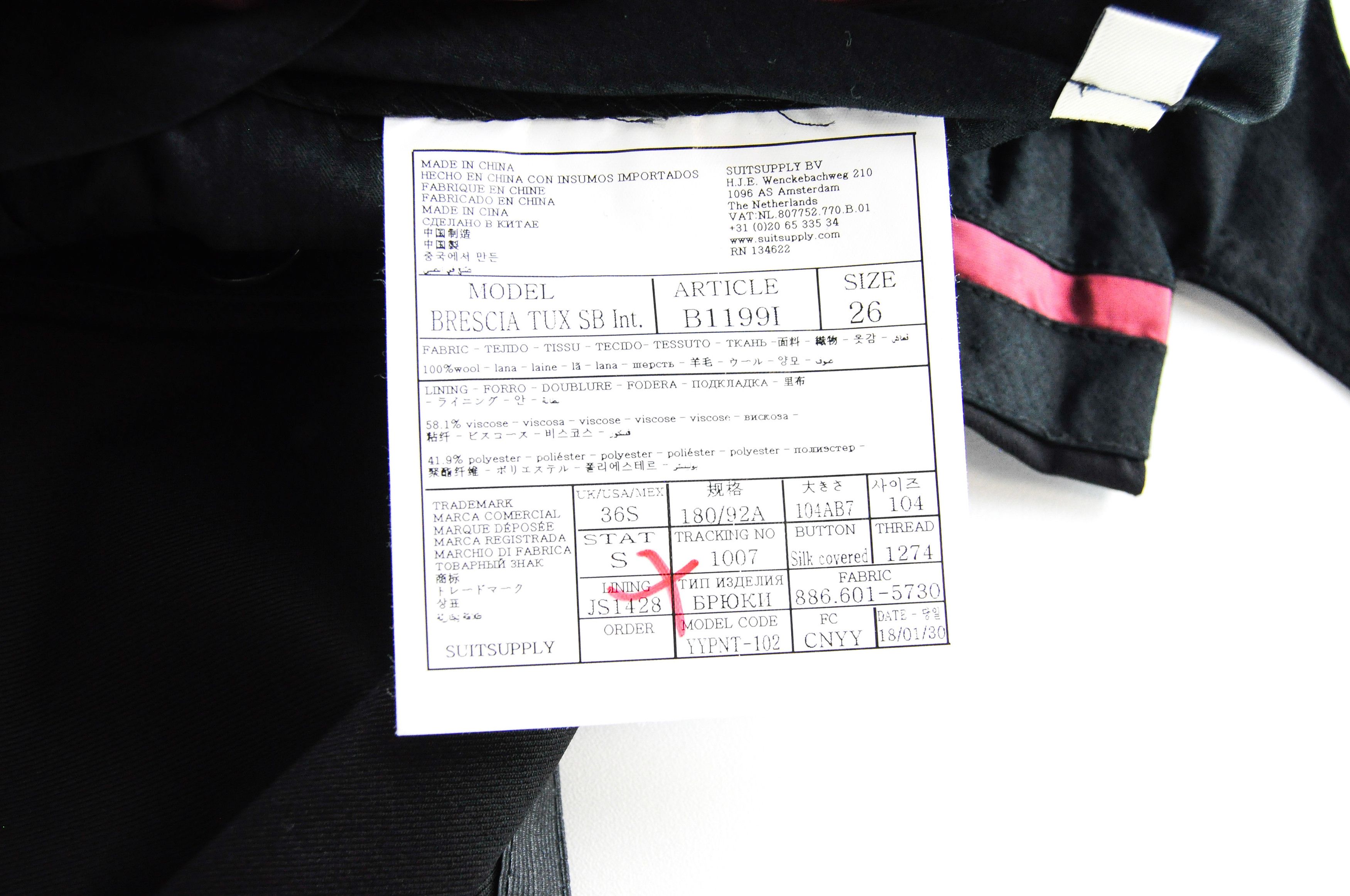 Suitsupply LAZIO TUX UK44S Black Wool 2 Piece Suit 57834 Size 44S - 12 Thumbnail