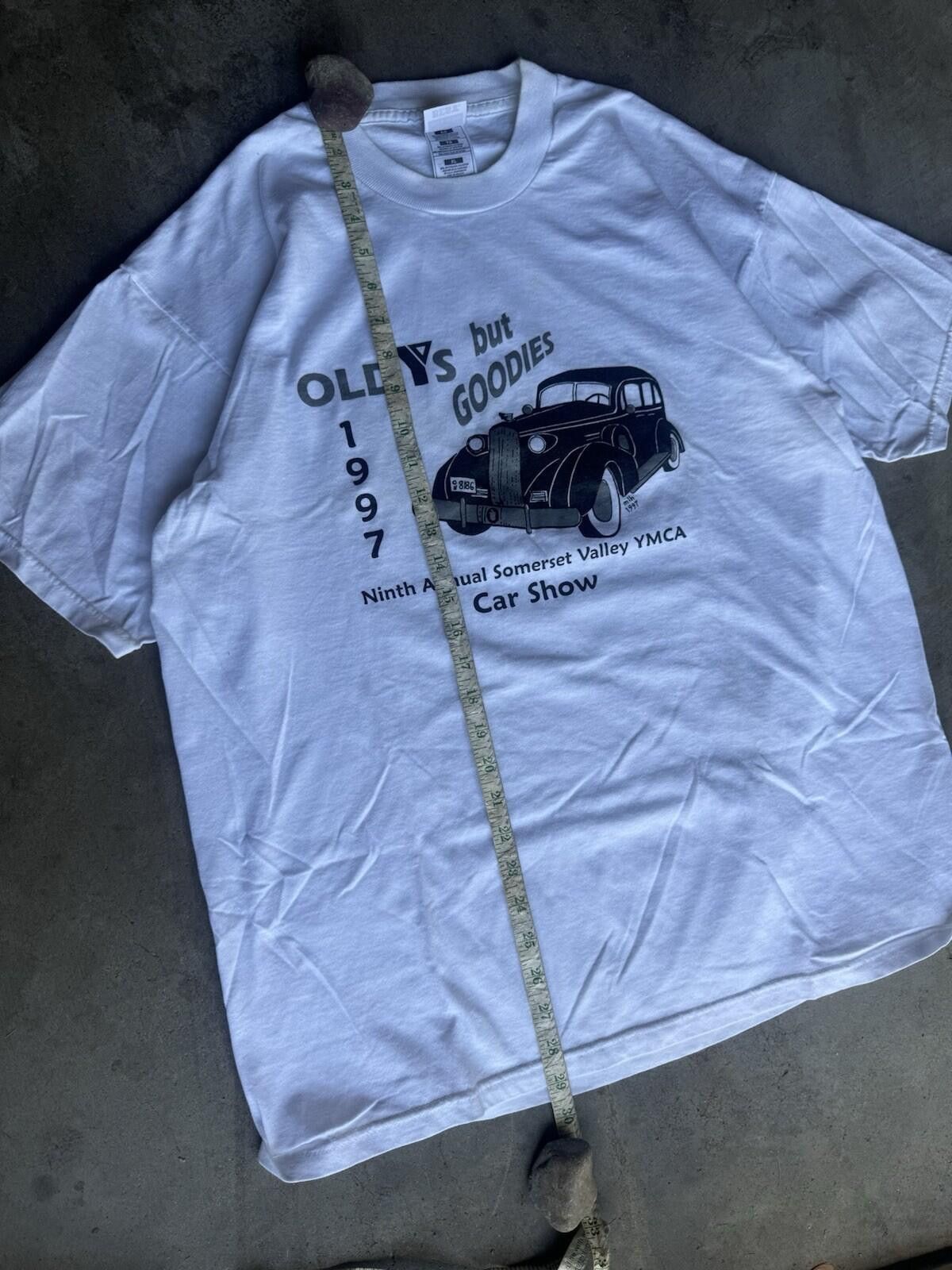 Fruit Of The Loom Vintage 90s YMCA Car Show T-Shirt 1997 XL White Hot Rod 97 Size US XL / EU 56 / 4 - 3 Thumbnail