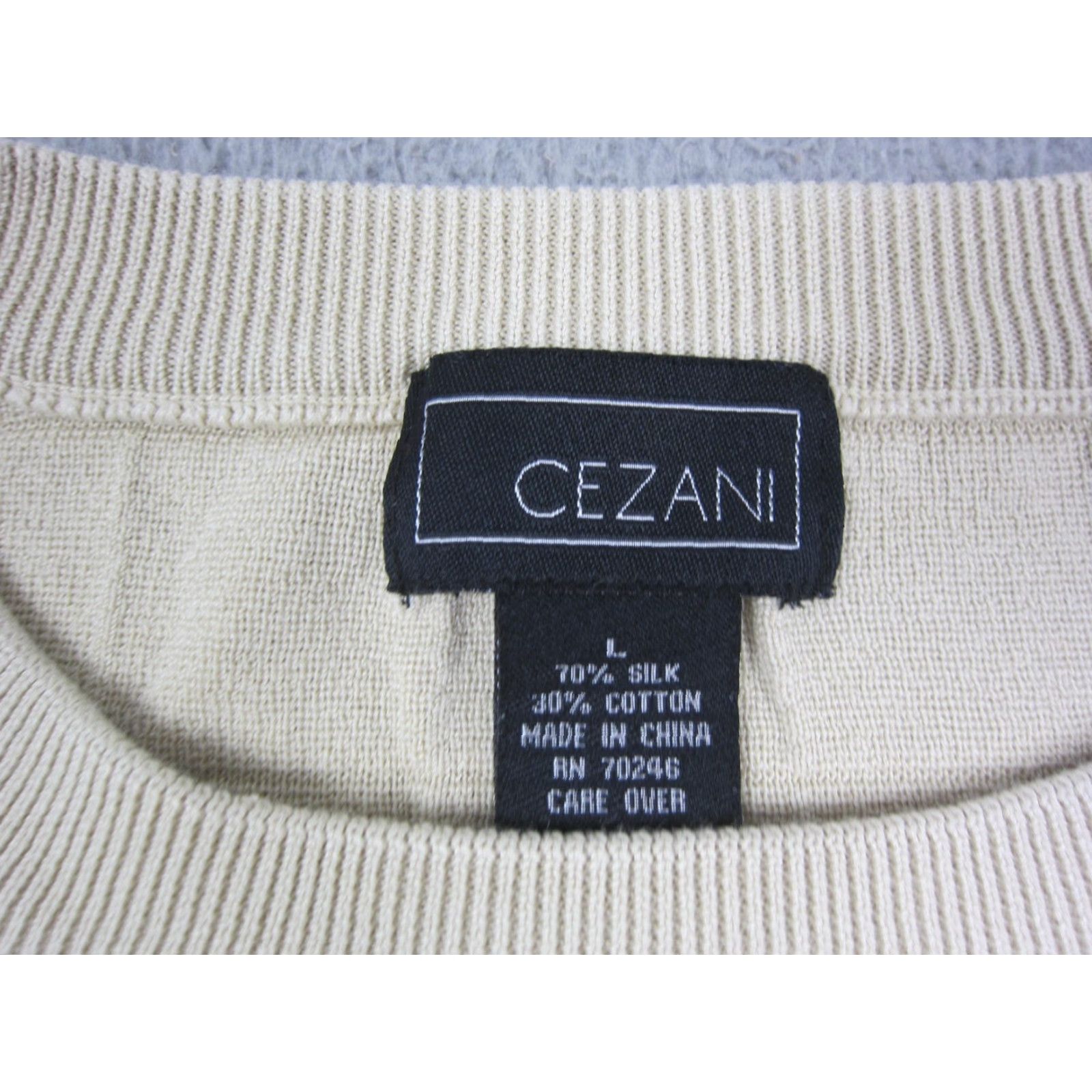 Vintage Vintage Cezani Sweater Mens Large Creme Silk Cotton Windowpane Knit Short Sleeve Size US L / EU 52-54 / 3 - 3 Thumbnail