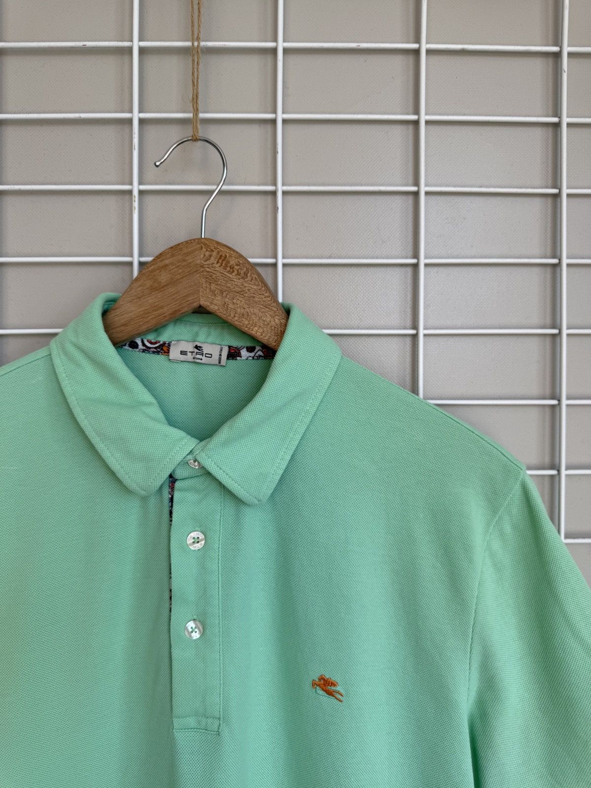 Etro Etro Milano Mint Green Polo Shirt Mens Size L Logo Size US L / EU 52-54 / 3 - 6 Thumbnail