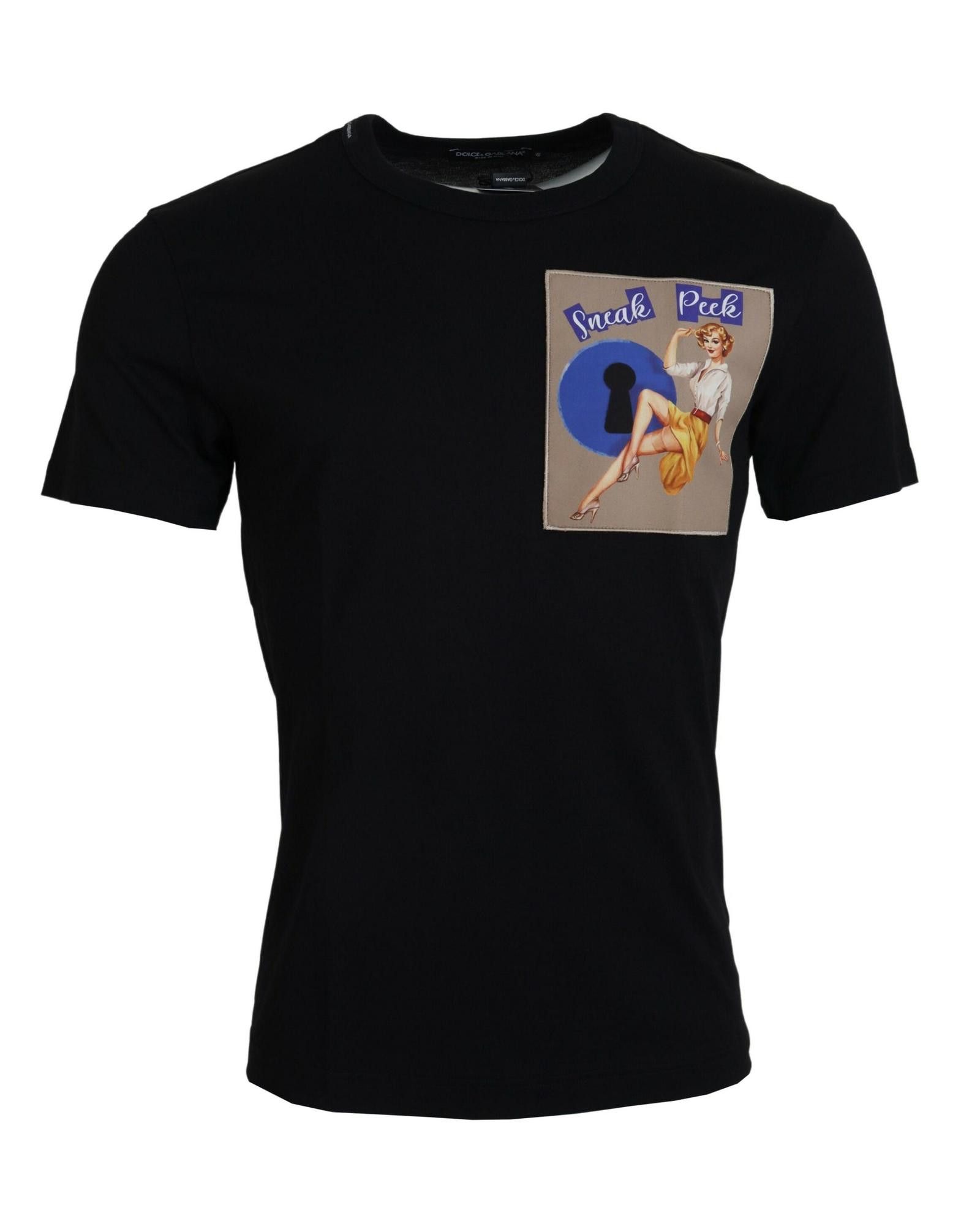 image of Dolce Gabbana Cotton Short Sleeve T-Shirt in Black, Men's (Size Small)