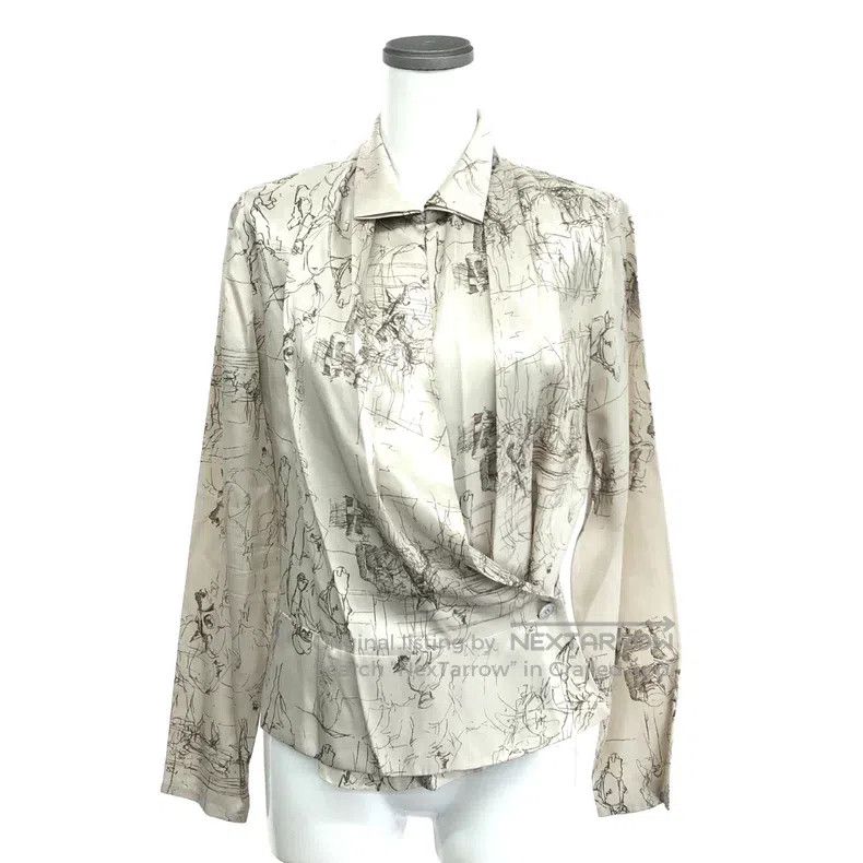 Hermes Hermes Hand-Painted Pattern Silk Top Size S / US 4 / IT 40 - 1 Thumbnail