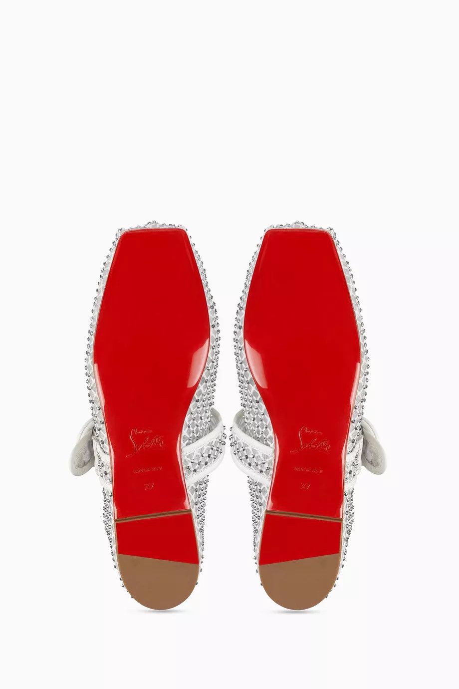 Christian Louboutin oc11z0525 Mamastrapitina Flat Resille Strass in White Size US 6.5 / IT 36.5 - 5 Thumbnail