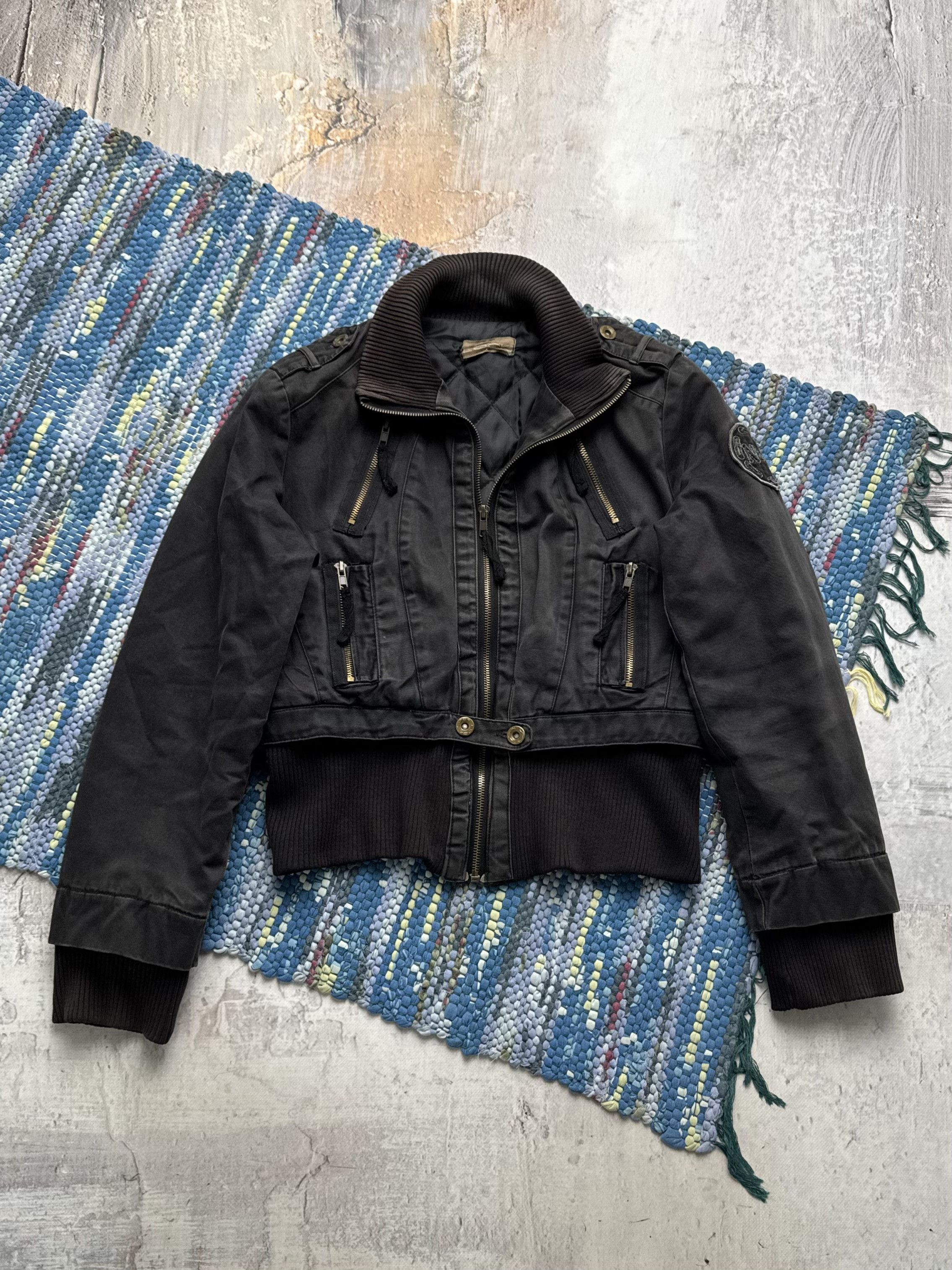 Vintage Vintage Black Crop Jacket Bomber Zip Utility Casual Coat Size M / US 6-8 / IT 42-44 - 1 Thumbnail