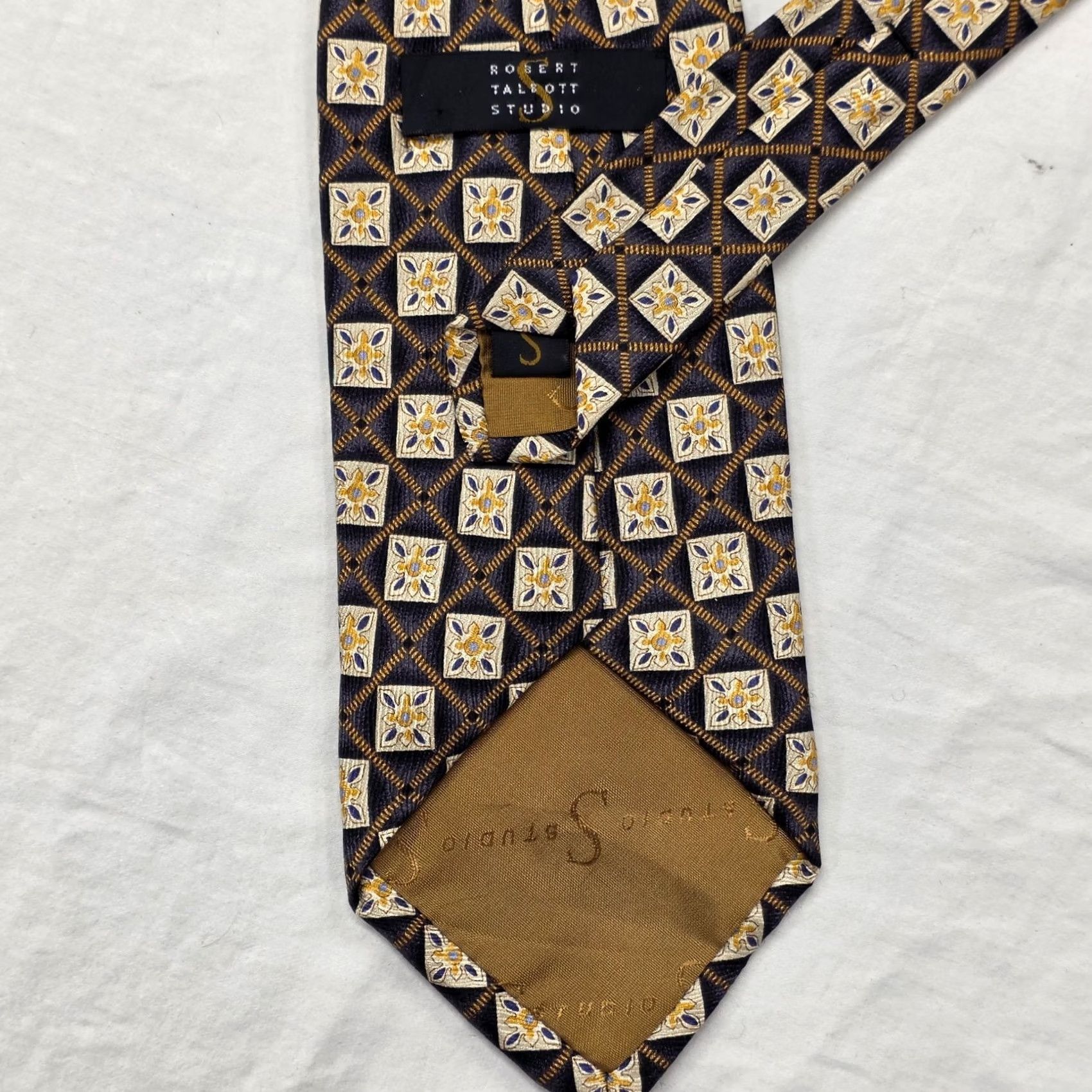 Robert Talbott Robert Talbott Studio Silk Necktie Mens Black Geometric USA Stylish Artsy Tie 59" Classic 4" Width TIE Mens Size ONE SIZE - 5 Thumbnail