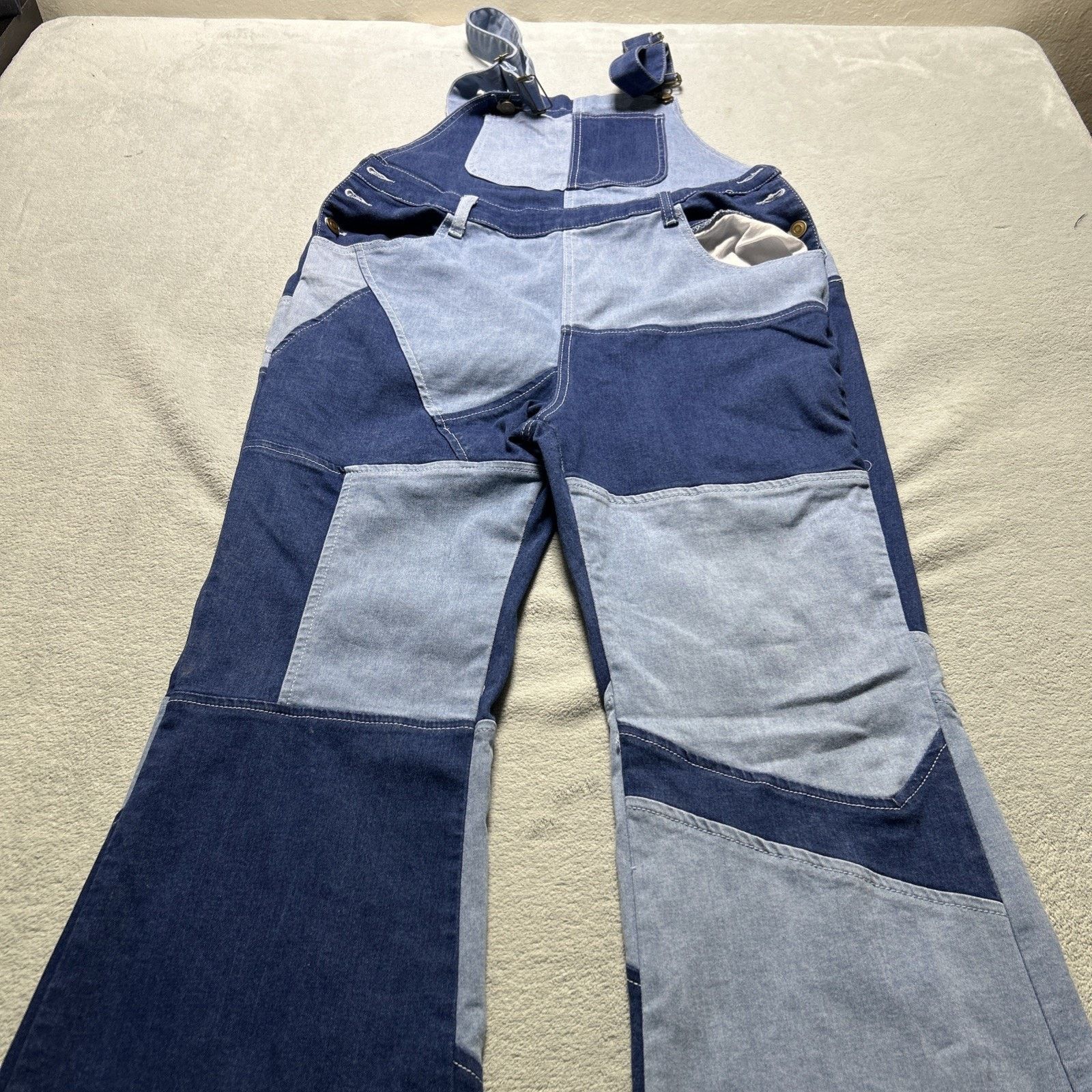 JNCO Patchwork Colorblock Overalls Womens 13 32x33 Beyond Baggy Size 32" / US 10 / IT 46 - 13 Thumbnail