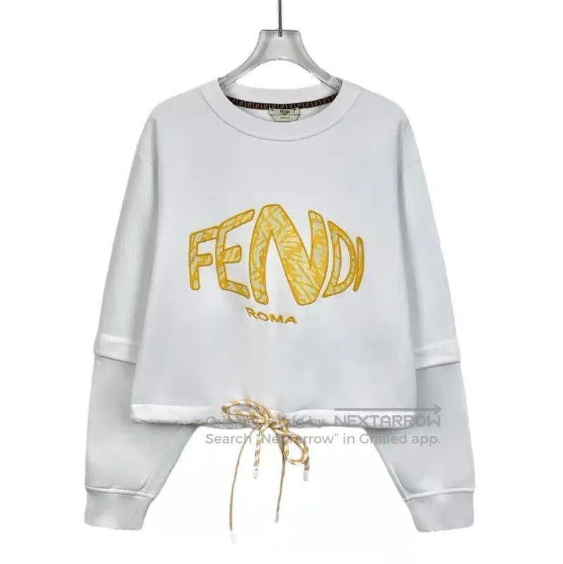 Fendi Fendi White Cotton Cropped Sweatshirt . Size XS / US 0-2 / IT 36-38 - 1 Thumbnail
