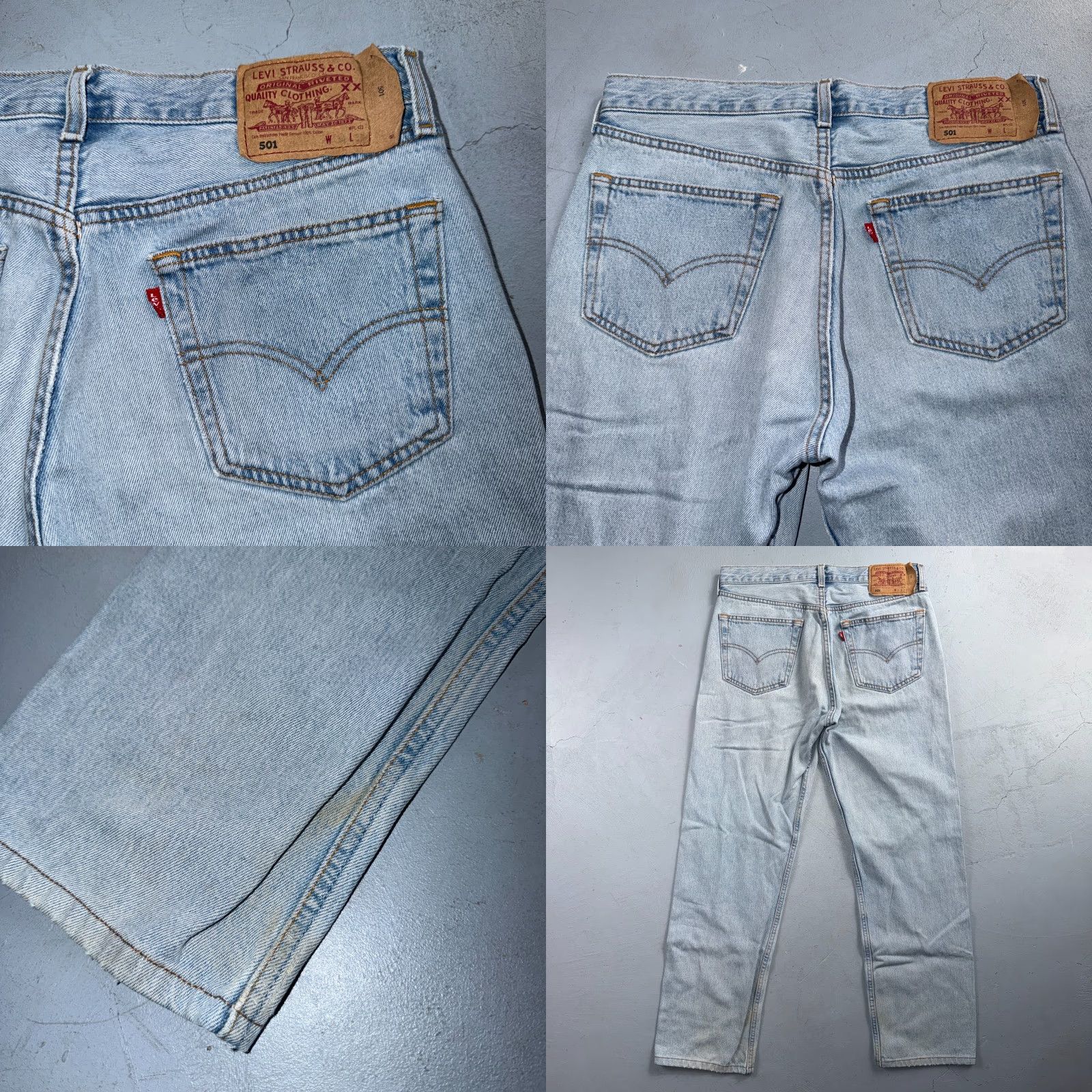 Levi's VINTAGE Levi's 501 Jeans Straight Blue Light Wash 34x36 90s 501 Series Men Jeans 5-Pocket Denim Size US 34 / EU 50 - 10 Thumbnail