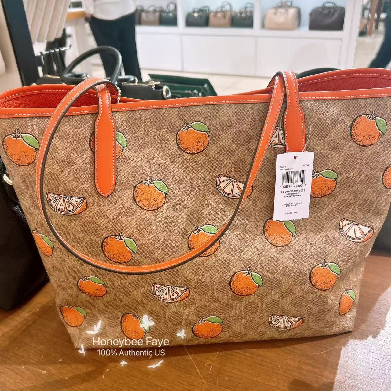 【COACH】Mollie Tote Bag 25 In Signature Canvas/Orange Print Coach Mollie Tote Bag 25 In Signature Canvas With Orange