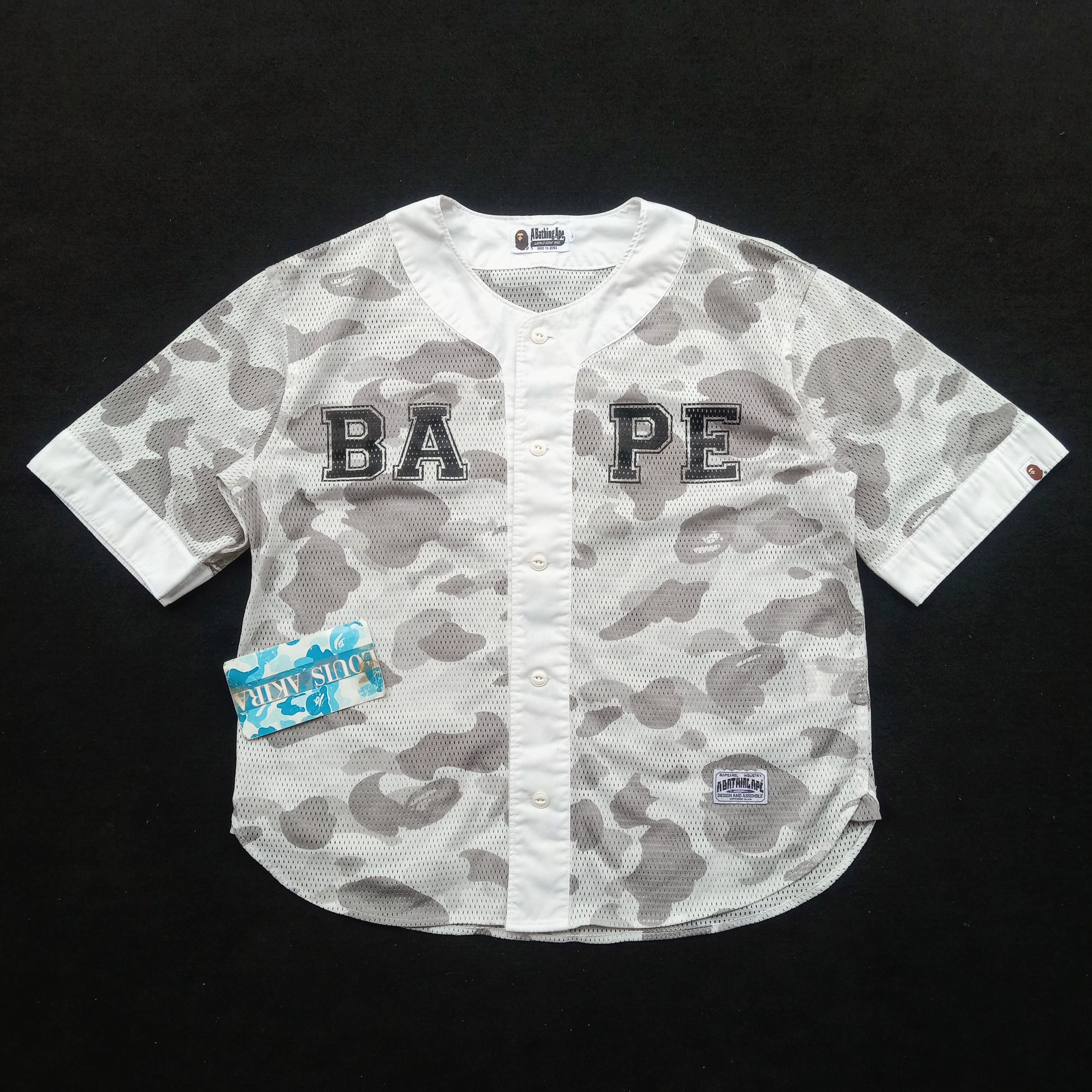 image of Bape Color Camo Mesh Baseball Shirt in White, Men's (Size Large)