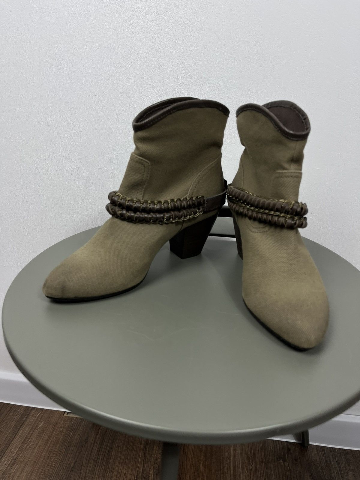 ASH ASH Ankle Boots Beige Canvas Chain Strap EU 36 Size US 5 / IT 35 - 8 Thumbnail
