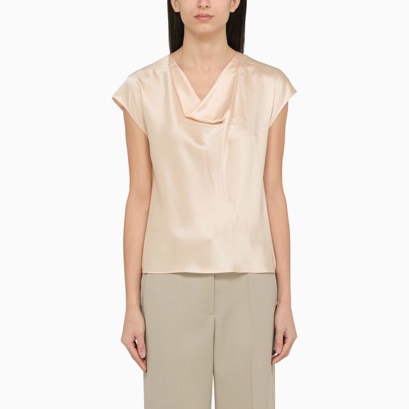 image of Vince Champagne-Coloured Silk Blouse in Beige, Women's (Size Large)
