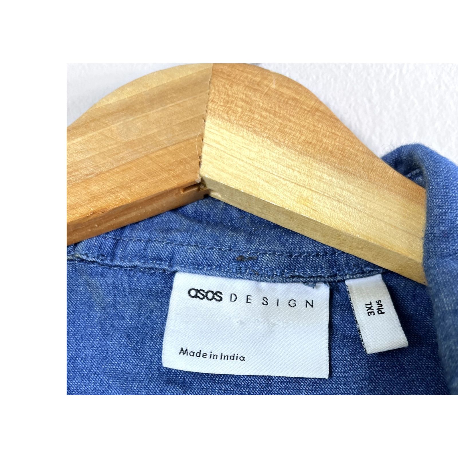 Asos Men's Asos Denim Chambray Button Front Shirt 3XL Size US XXL / EU 58 / 5 - 3 Thumbnail
