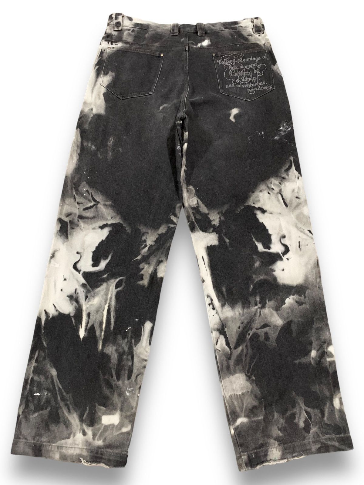 If Six Was Nine St.Paradiso Tie dye Acid Wash Style Splatter Loose Fit Jeans Size US 34 / EU 50 - 2 Thumbnail