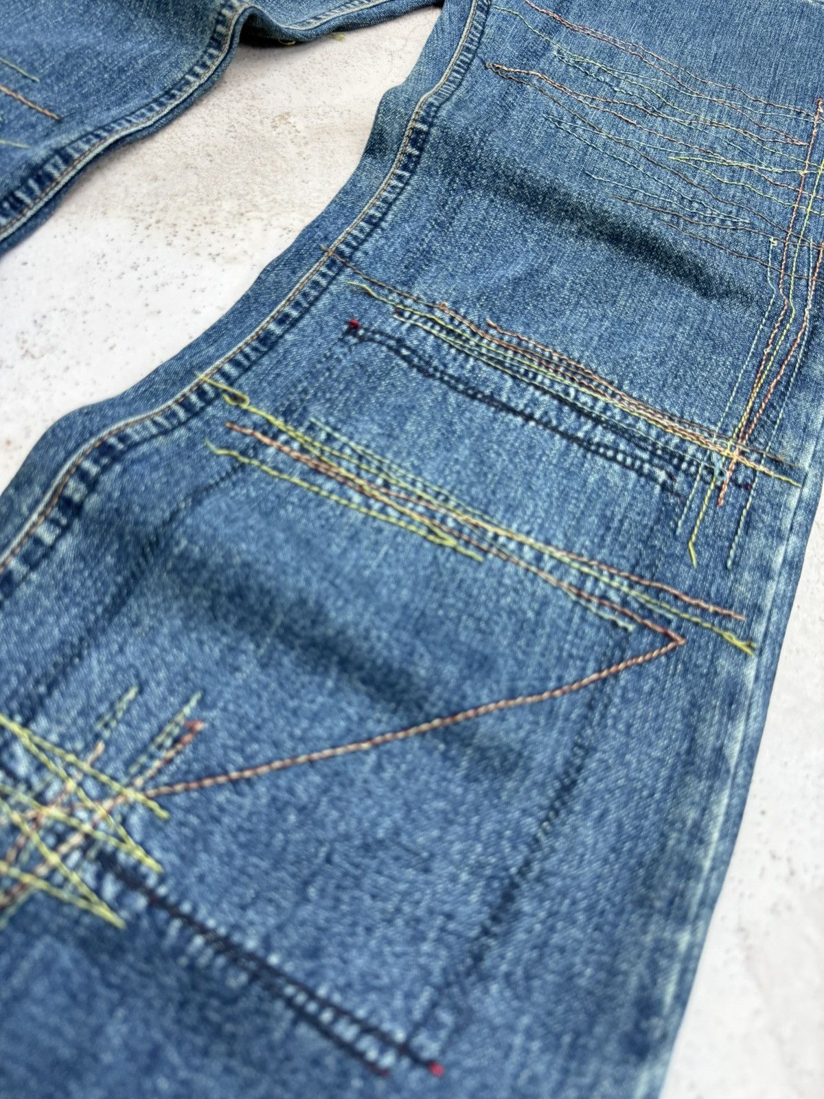Hysteric Glamour HYSTERIC GLAMOUR Flare Heavy Stitch Boro Denim Jeans Size US 30 / EU 46 - 10 Thumbnail