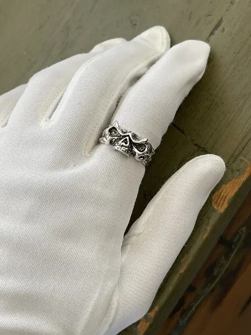 Vintage Stainless Skull Punk Ring Size ONE SIZE - 2 Thumbnail
