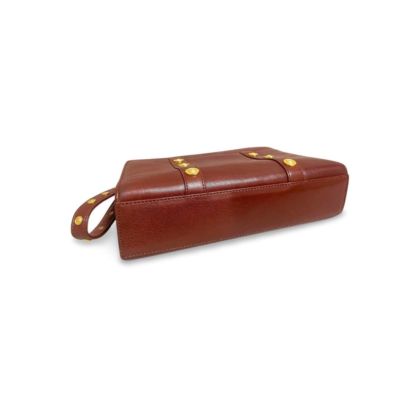 Versace Vintage Gianni Versace brown leather wristlet, purse clutch, Size ONE SIZE - 7 Thumbnail