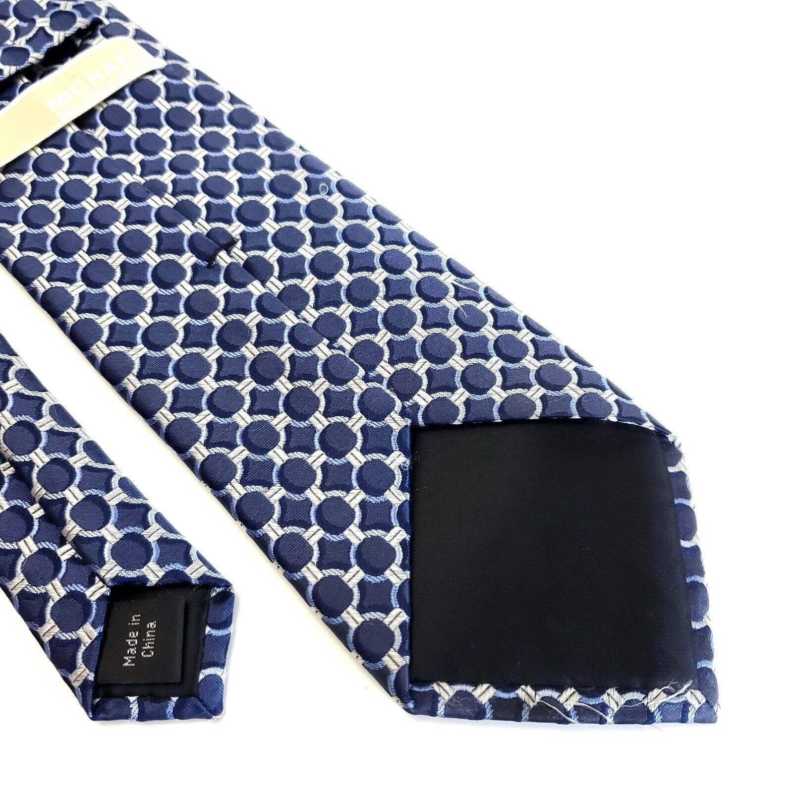 Michael Kors Michael Kors Blue Tan Woven Geometric Silk Tie Size ONE SIZE - 5 Thumbnail