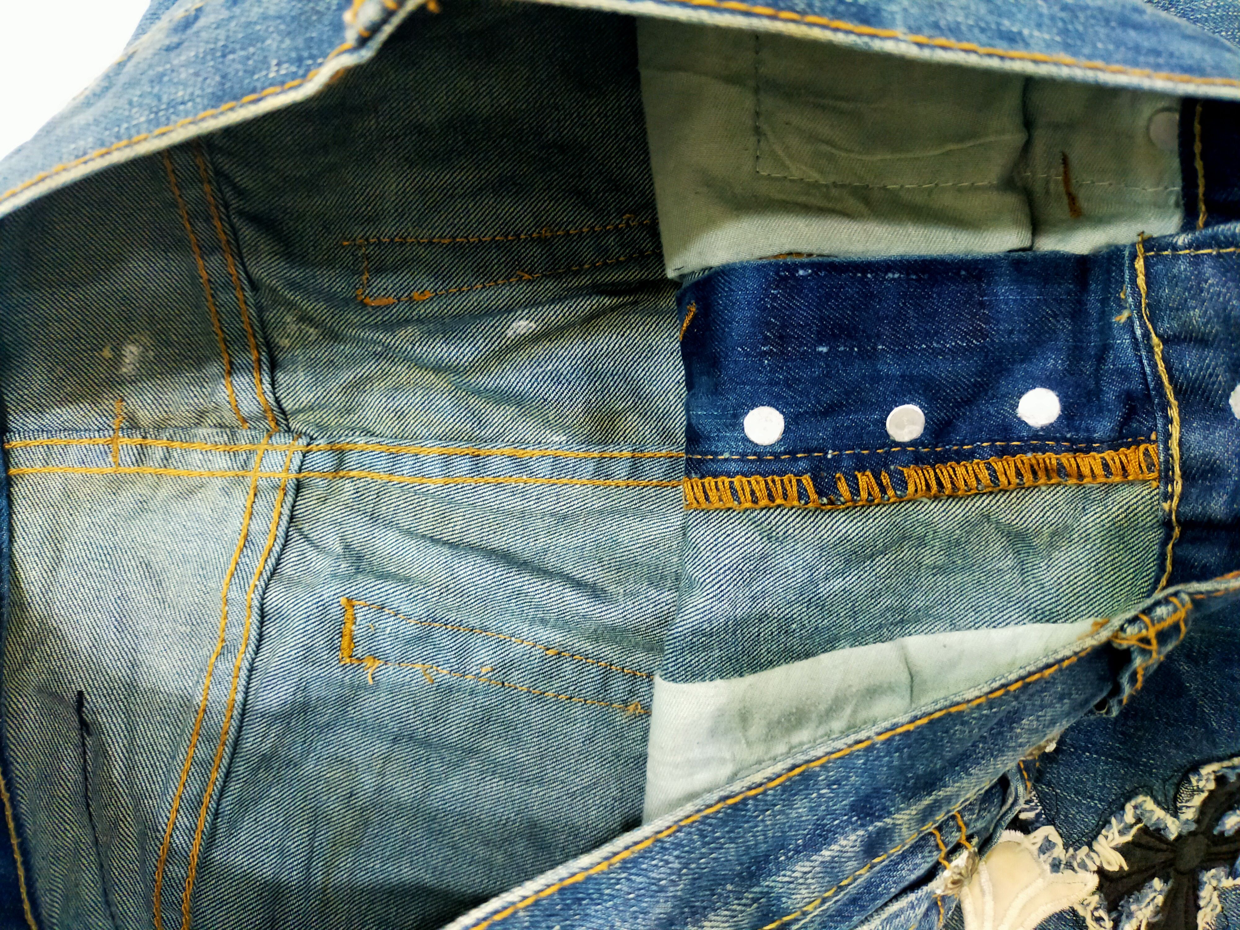 If Six Was Nine 🔥 RARE!! EMBROIDERY PATCHES CROSS DENIM PANTS Size US 33 - 4 Thumbnail