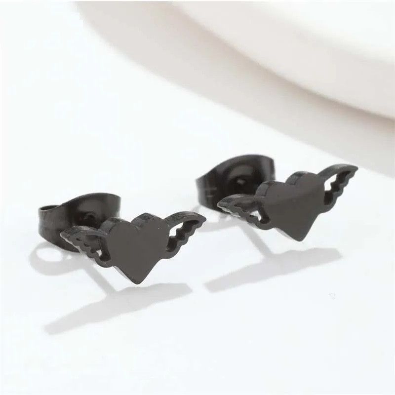 Jewelry Heart Wings Stud Earrings Charm Earring Gift Size ONE SIZE - 1 Preview