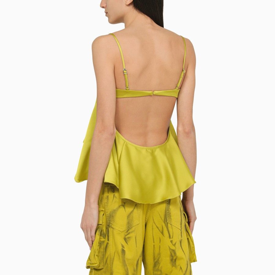 The Attico o1d2blof1024 Satin Ruffle Top in Yellow Size M / US 6-8 / IT 42-44 - 3 Thumbnail