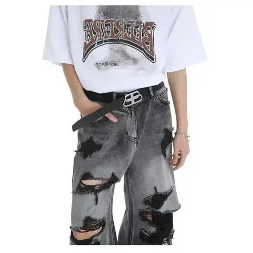 Japanese Brand × Jean Gray Baggy Distressed Jeans, Ripped Jeans Size US 30 / EU 46 - 1 Thumbnail