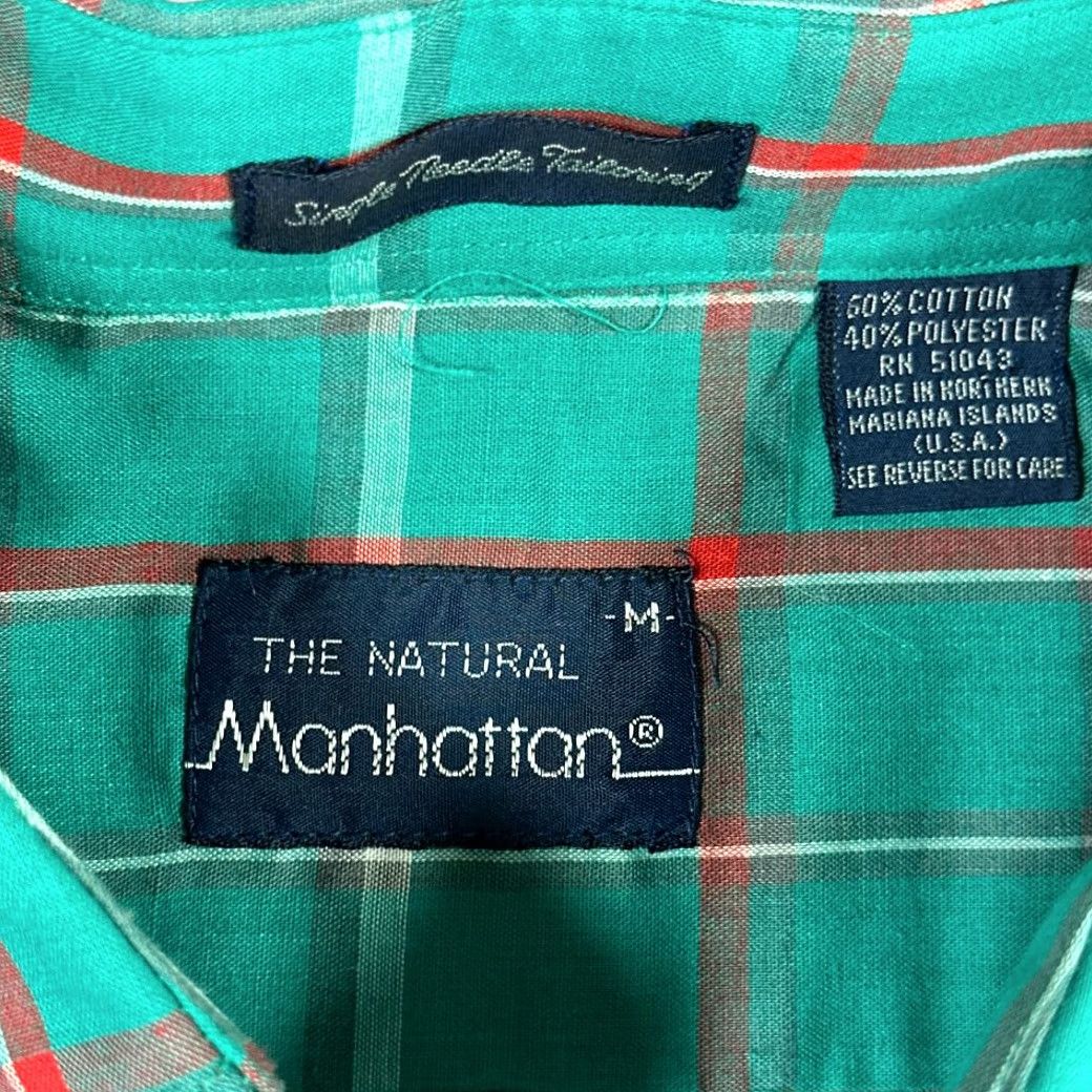 Vintage VINTAGE Manhattan Shirt Adult MEDIUM Green Plaid Button-Down 80s Casual Mens Size US M / EU 48-50 / 2 - 4 Thumbnail