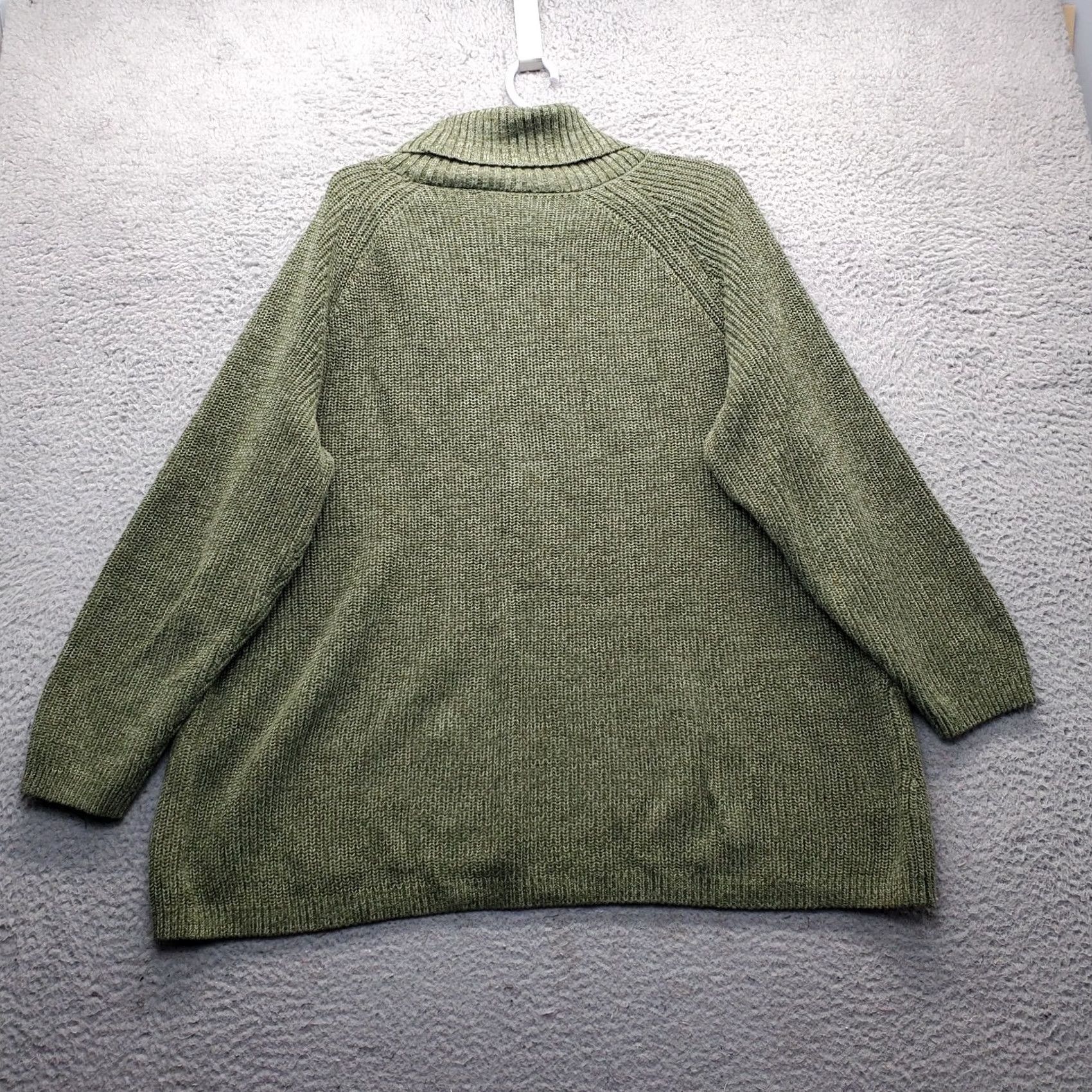 Coldwater Creek Coldwater Creek Sweater Womens 1X Green Tight Chunky Knit Long Sleeve Turtleneck Size XL / US 12-14 / IT 48-50 - 2 Thumbnail