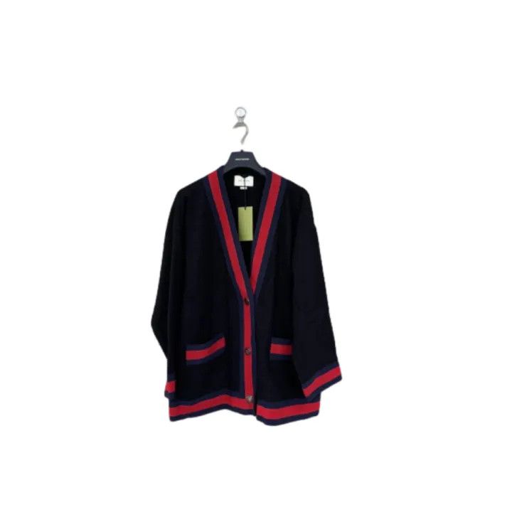 Gucci Gucci Black V-Neck Cardigan with Color Blocking Size US L / EU 52-54 / 3 - 1 Thumbnail