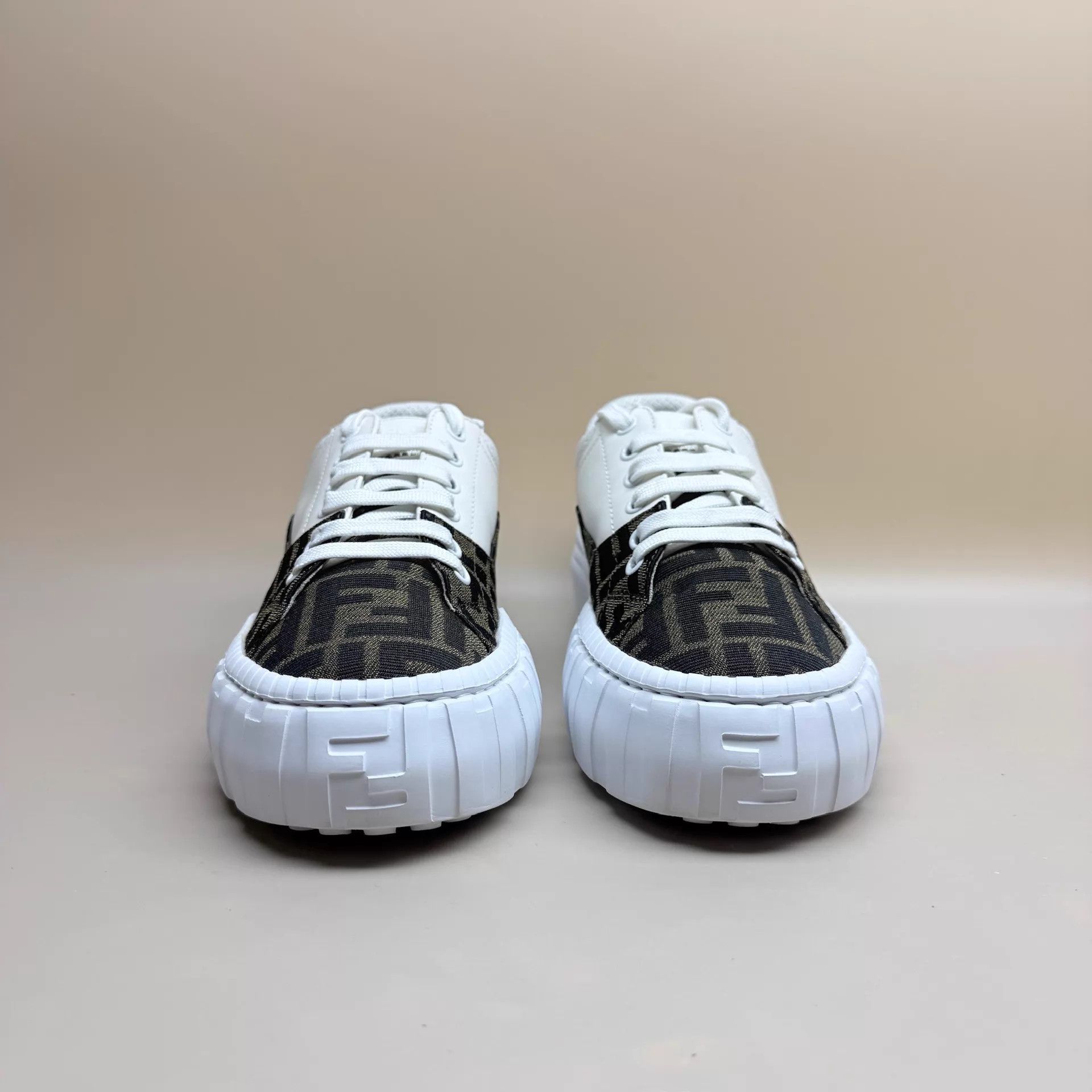 Fendi Fendi White & Brown AllOver Print Platform Shoe 37 Size US 6.5 / IT 36.5 - 2 Thumbnail