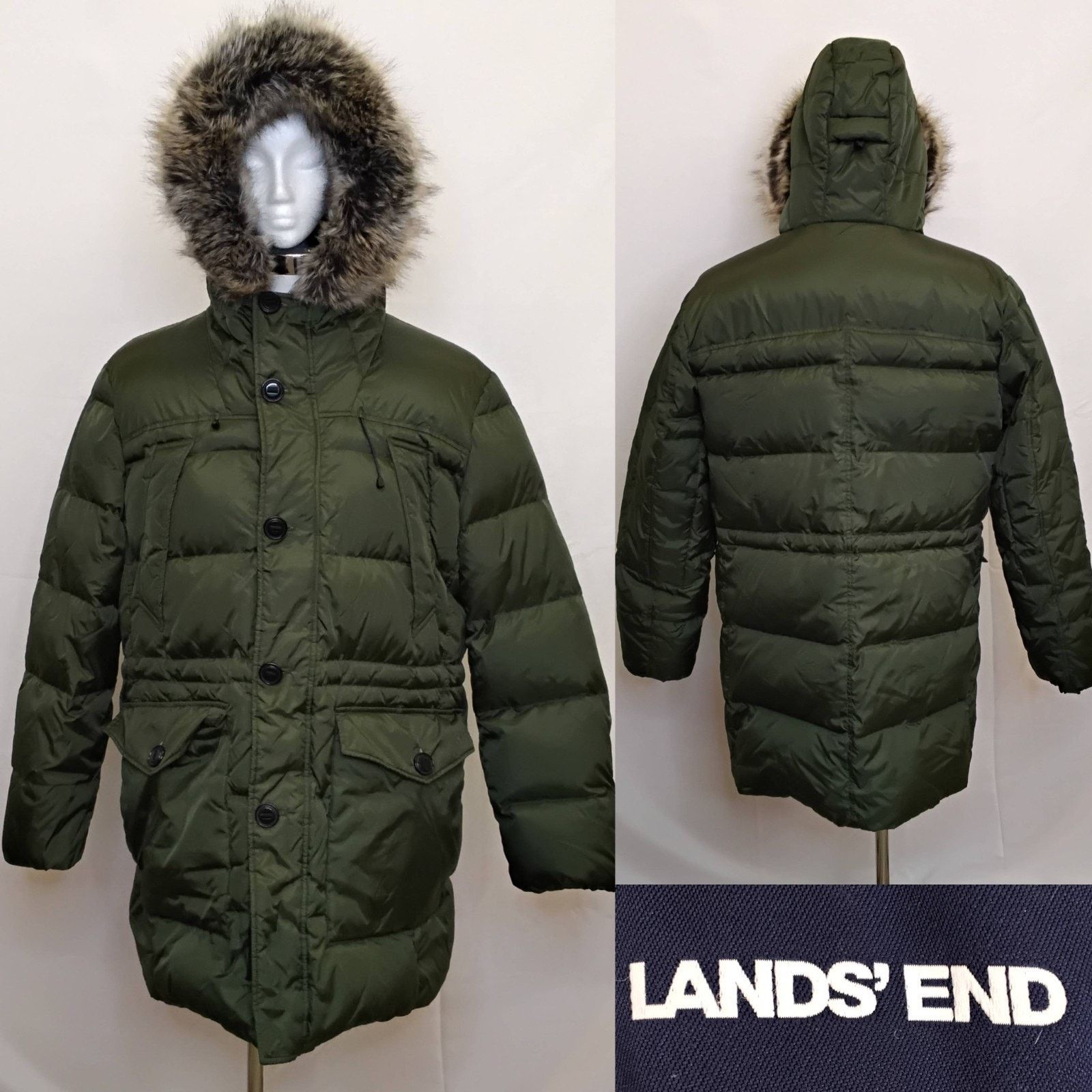 Lands' End Lands End Down Parka Men's L (42-44) Green Primaloft Size US L / EU 52-54 / 3 - 1 Thumbnail