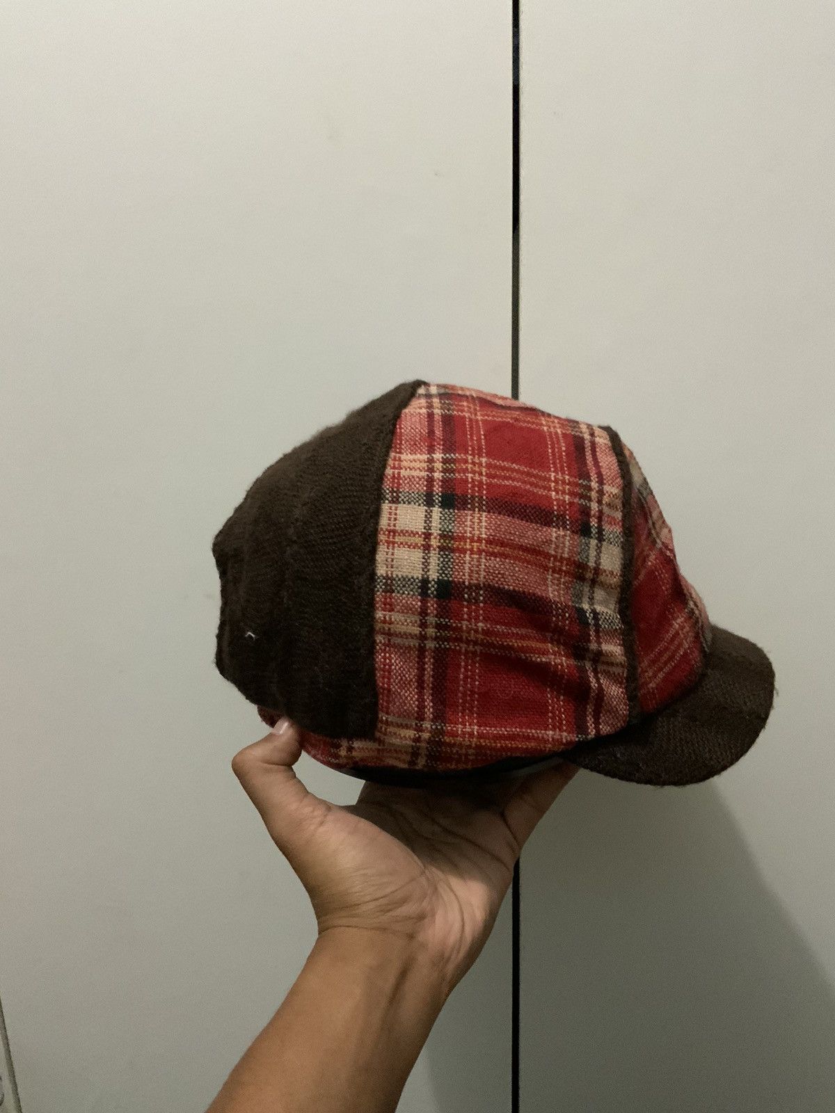 Japanese Brand Patchwork Retro Maroon Newsboy Hat Size ONE SIZE - 4 Thumbnail