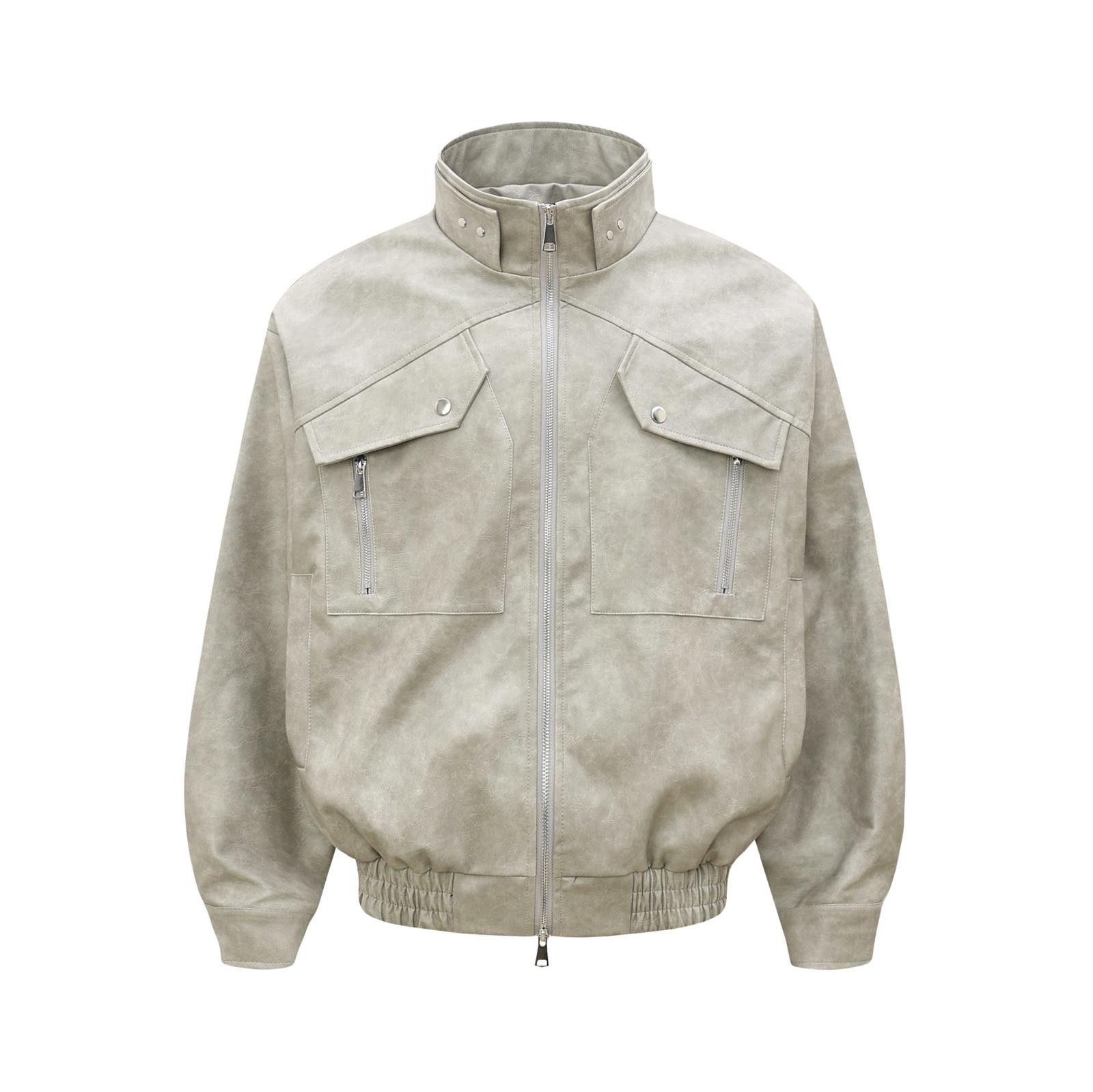 Leather Black Faux Leather Bomber Jacket, Zip-Up Outerwear Size US M / EU 48-50 / 2 - 5 Thumbnail
