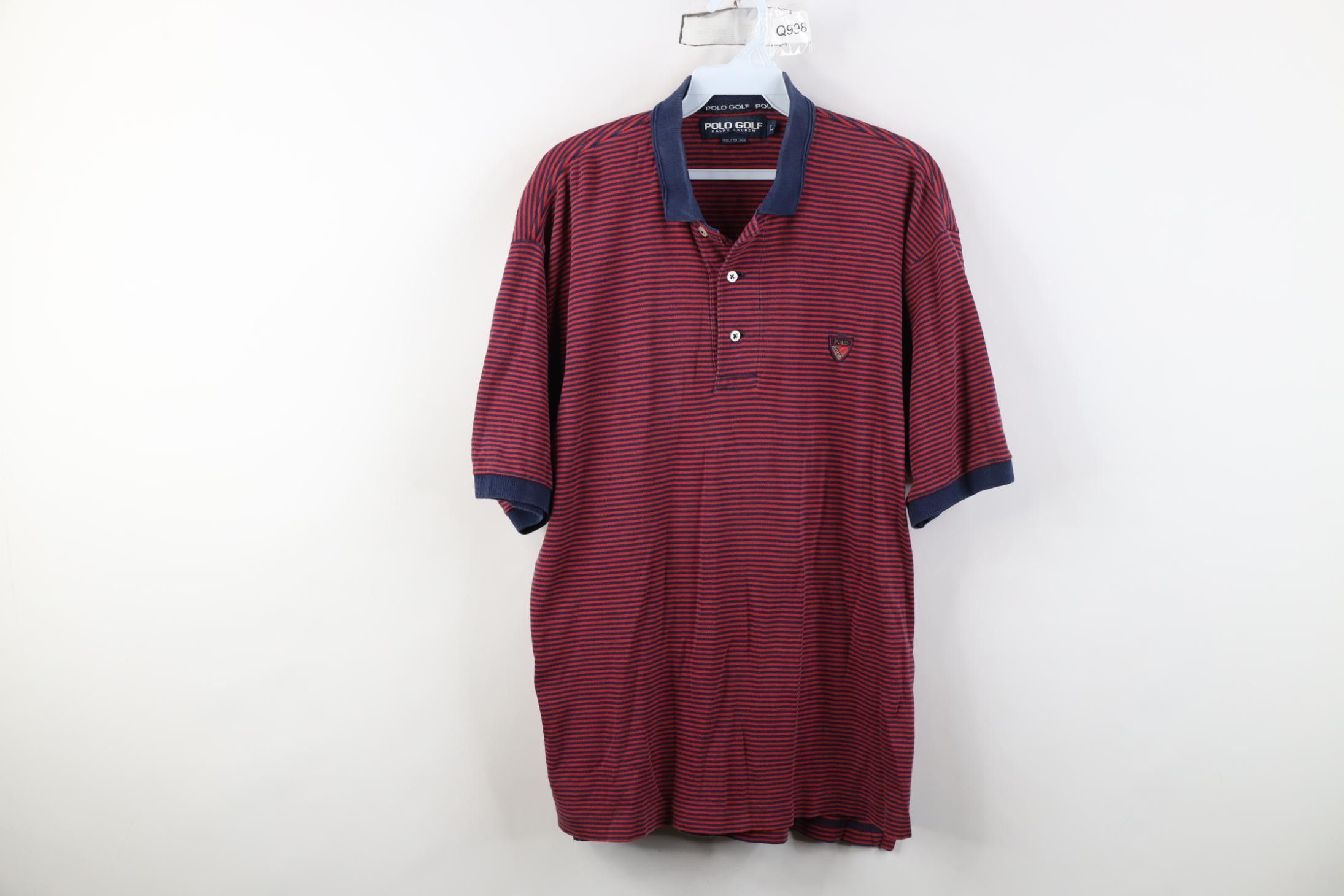 Polo Ralph Lauren Vintage 90s Polo Golf Ralph Lauren Striped Shield Crest Polo Size US L / EU 52-54 / 3 - 1 Thumbnail